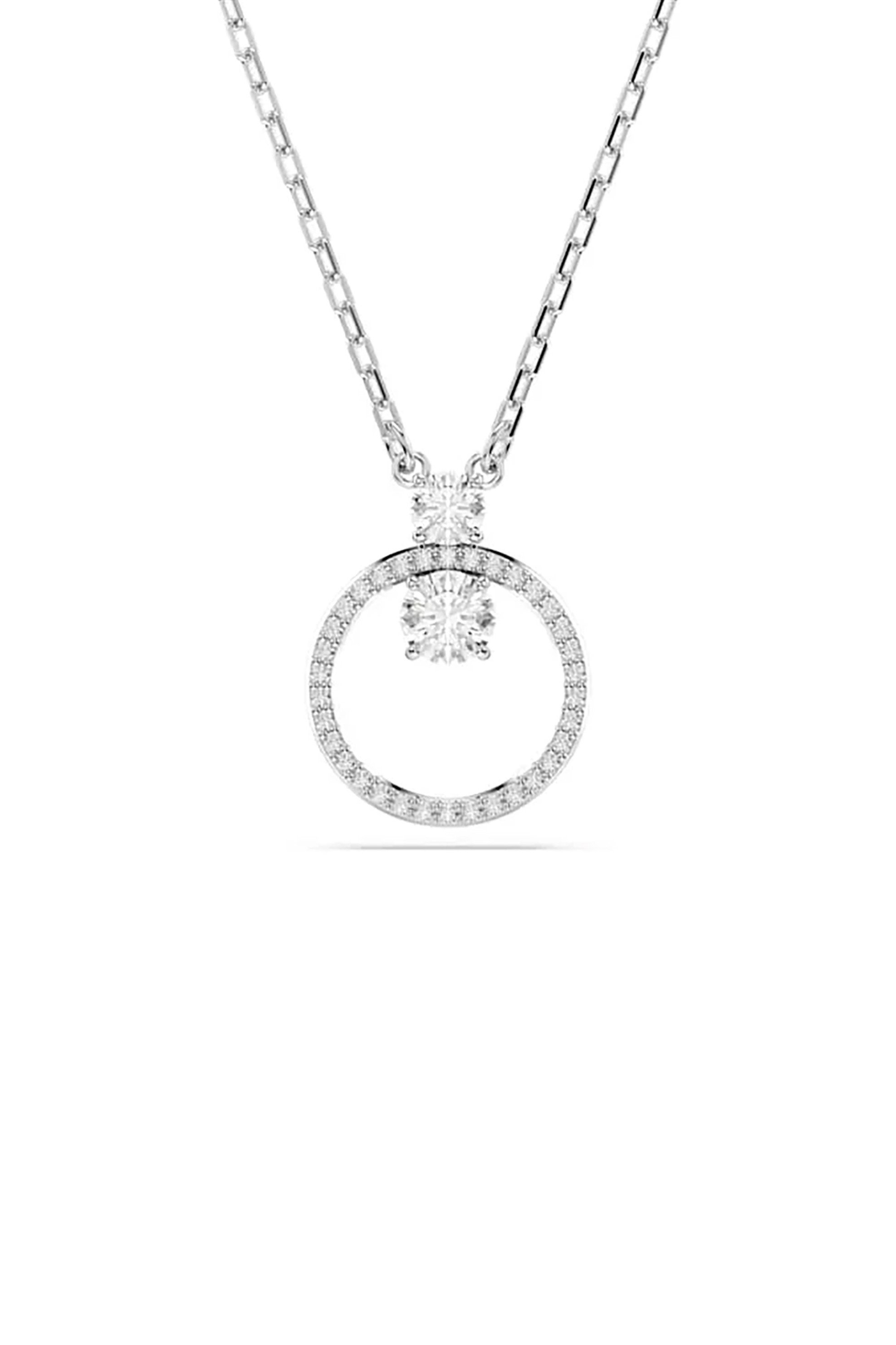 SWAROVSKI Swarovski γυναικείο μενταγίον, pavé, στρογγυλή κοπή, λευκό, επιμετάλλωση ροδίου "Constella" - 5692261