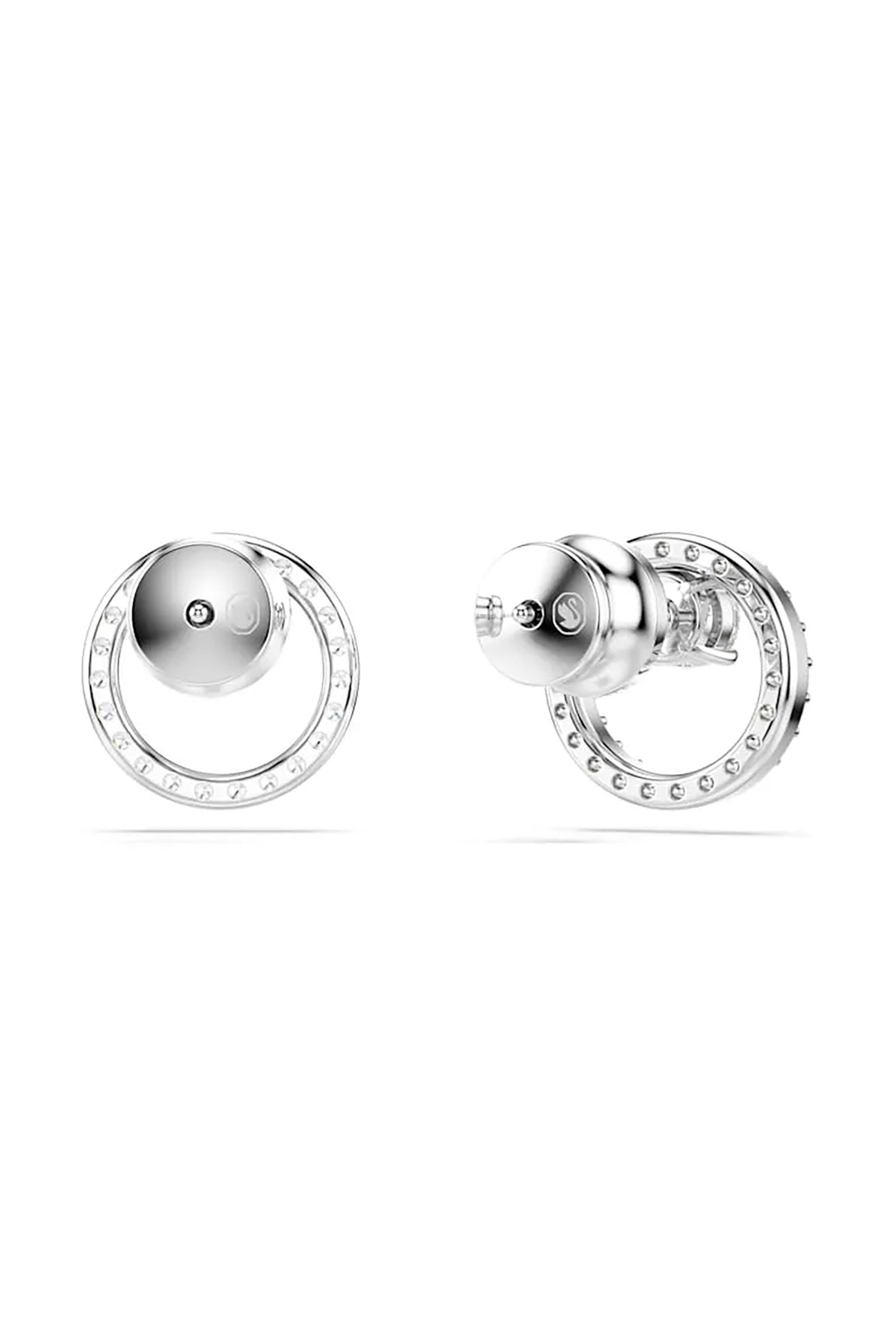 Swarovski γυναικεία σκουλαρίκια με καραφάκι, στρογγυλή κοπή, λευκά, επιμετάλλωση ροδίου 
