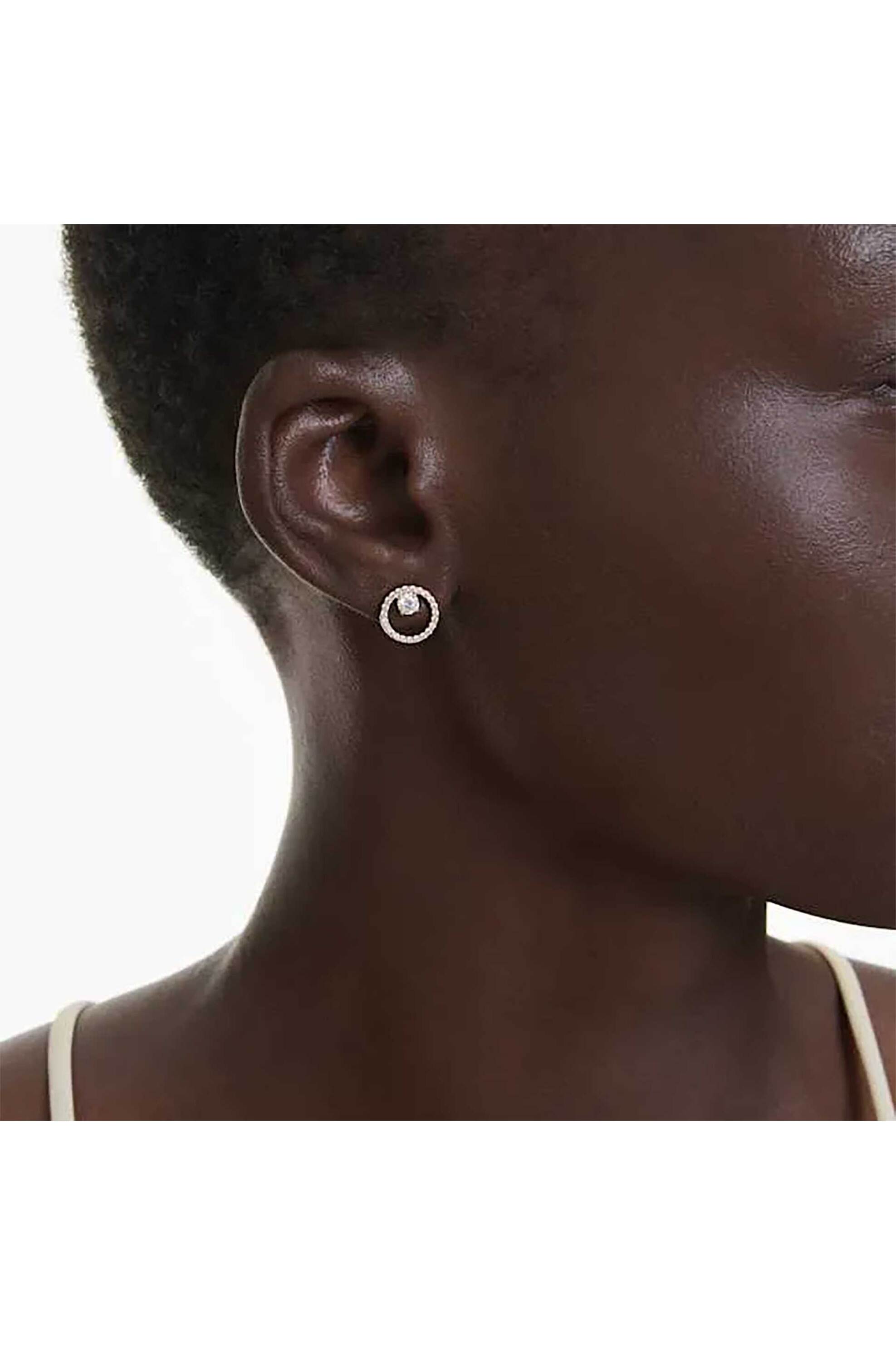Swarovski Σκουλαρίκια με Καραφάκι Στρογγυλή Κοπή Λευκά Επιμετάλλωση σε Ροζ Χρυσαφί Τόνο Constella - 5692263