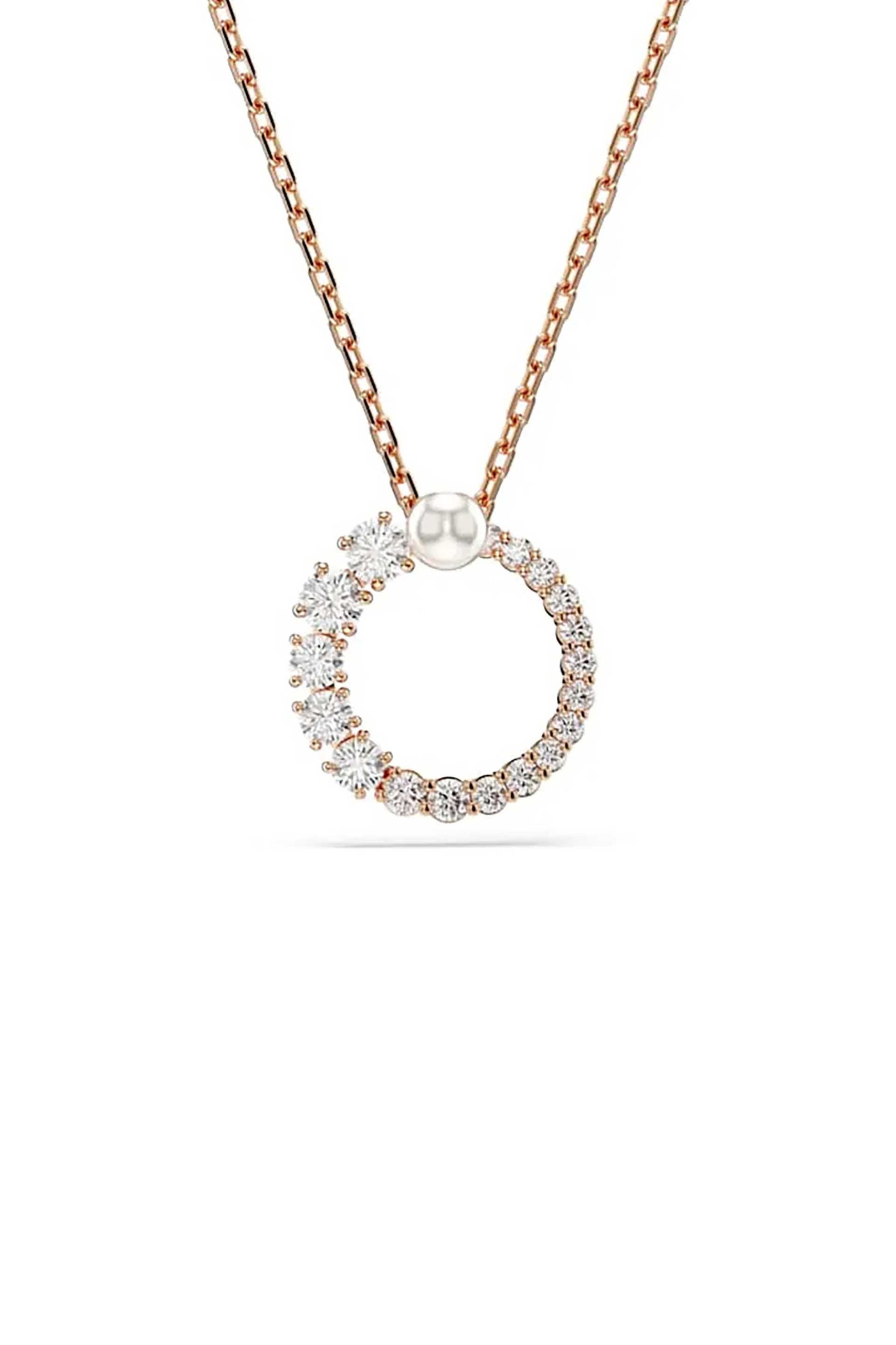 SWAROVSKI Swarovski γυναικείο μενταγίον, crystal pearl, στρογγυλή κοπή, λευκό, επιμετάλλωση σε ροζ χρυσαφί τόνο "Matrix" - 5692265