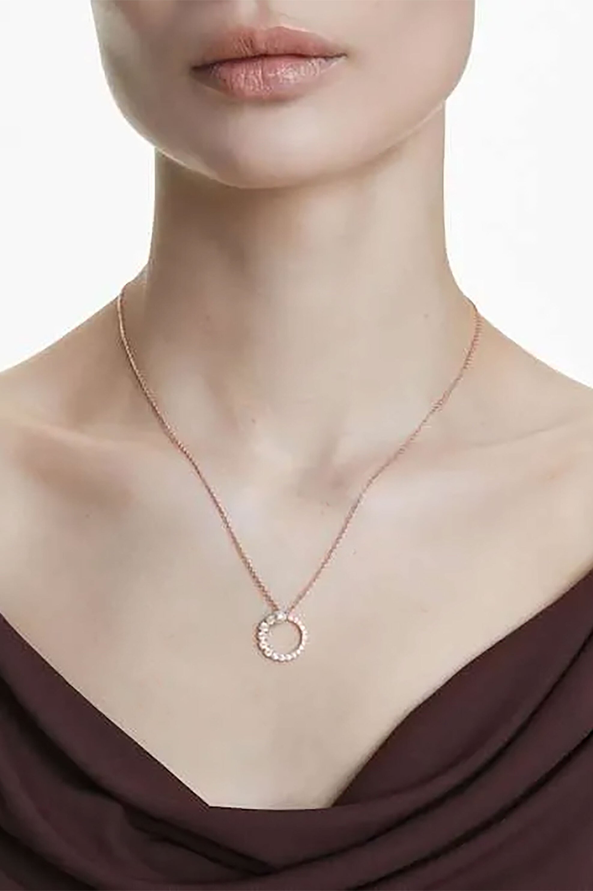 Swarovski γυναικείο μενταγίον, crystal pearl, στρογγυλή κοπή, λευκό, επιμετάλλωση σε ροζ χρυσαφί τόνο "Matrix" - 5692265 φωτογραφία