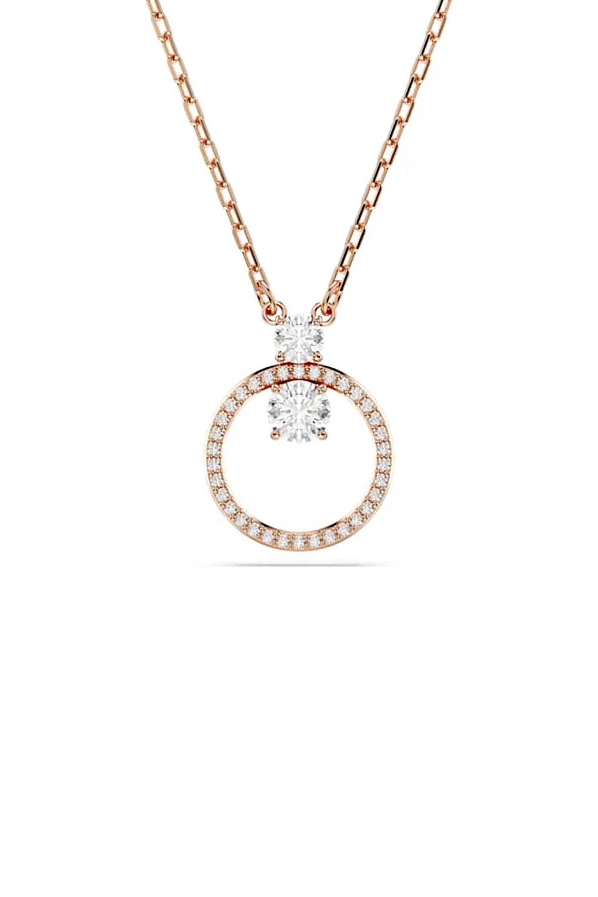 SWAROVSKI Swarovski γυναικείο μενταγιόν, στρογγυλή κοπή, λευκό, επιμετάλλωση σε ροζ χρυσαφί τόνο "Constella" - 5692266