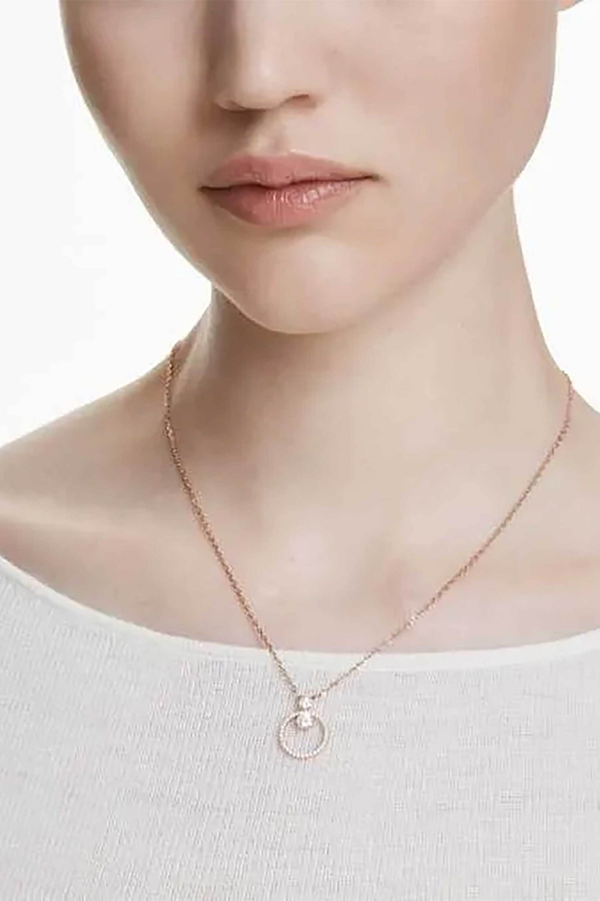 Swarovski γυναικείο μενταγιόν, στρογγυλή κοπή, λευκό, επιμετάλλωση σε ροζ χρυσαφί τόνο "Constella" - 5692266 φωτογραφία