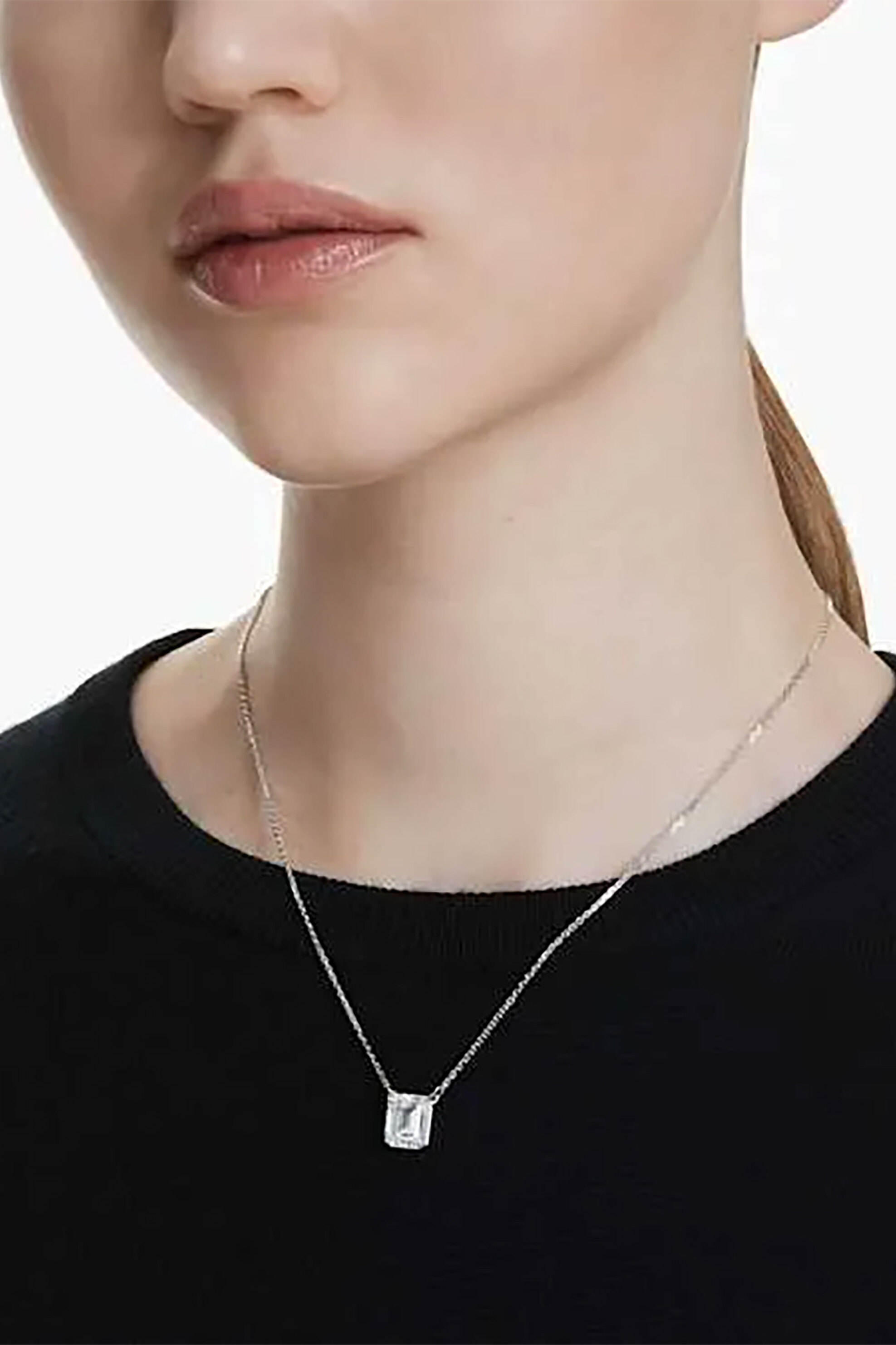 Swarovski γυναικείο μενταγιόν, οκταγωνική κοπή, λευκό, επιμετάλλωση ροδίου "Stilla" - 5693405 φωτογραφία