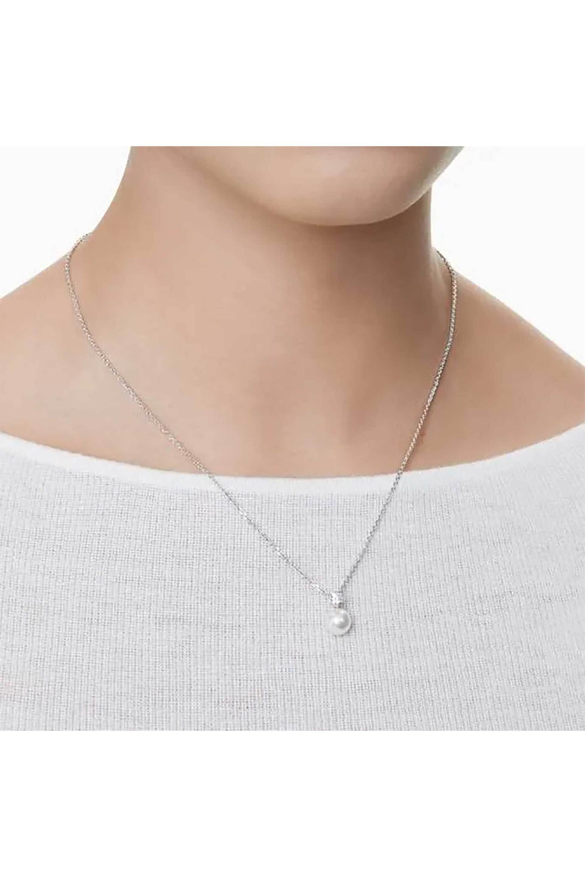 Swarovski γυναικείο μενταγιόν, crystal pearl, στρογγυλή κοπή, λευκό, επιμετάλλωση ροδίου "Matrix" - 5693897 φωτογραφία