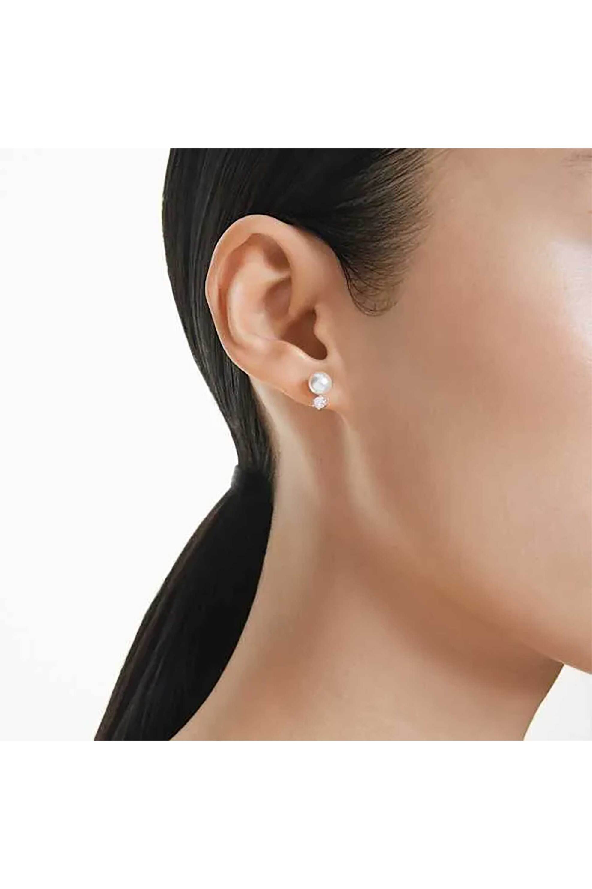 Swarovski Γυναικεία Σκουλαρίκια με Καραφάκι Crystal Pearl Στρογγυλή Κοπή Λευκά Επιμετάλλωση Ροδίου Matrix - 5694225
