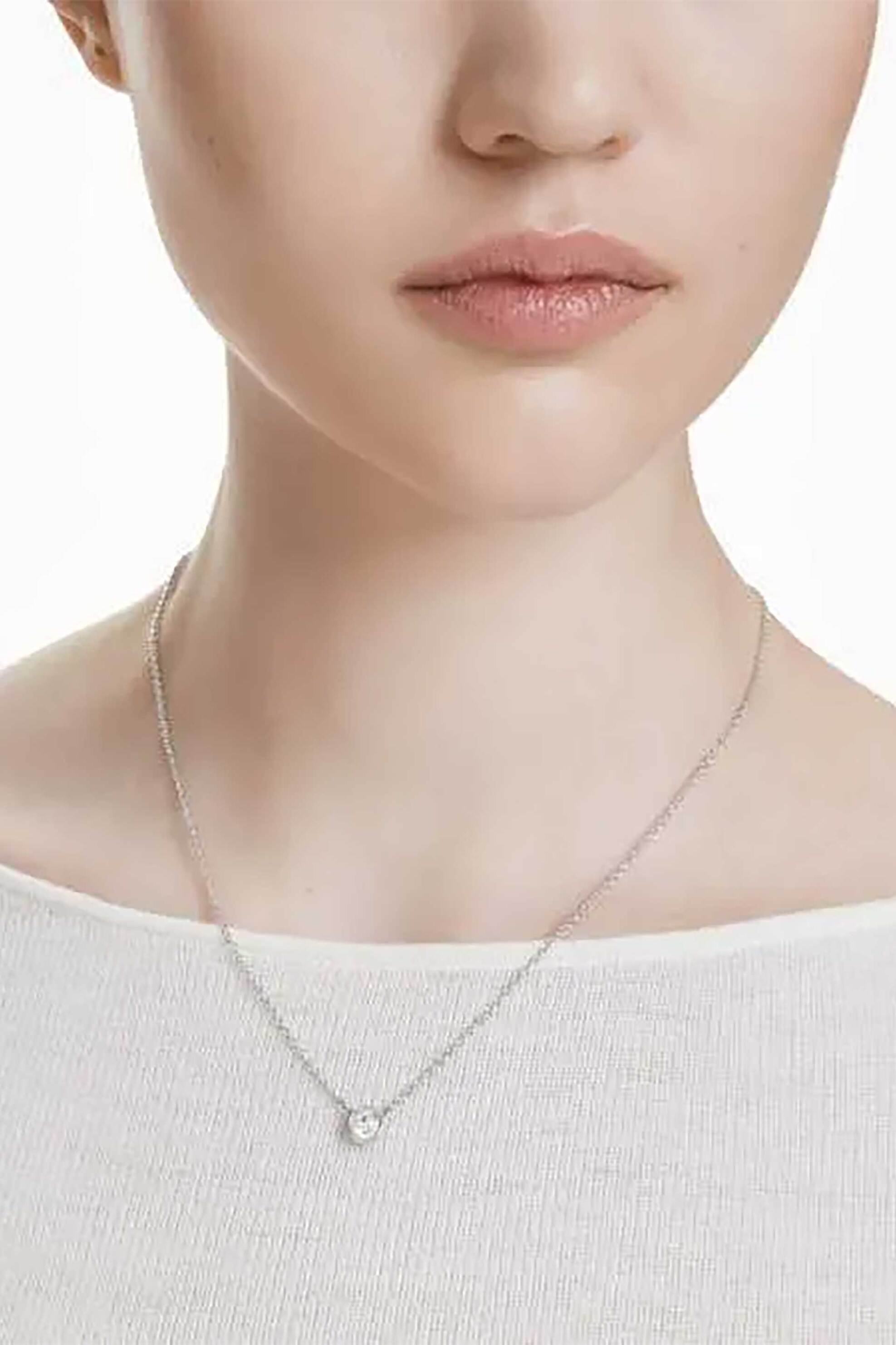 Swarovski γυναικείο μενταγίον, στρογγυλή κοπή, λευκό, επιμετάλλωση ροδίου "Imber" - 5696039 φωτογραφία