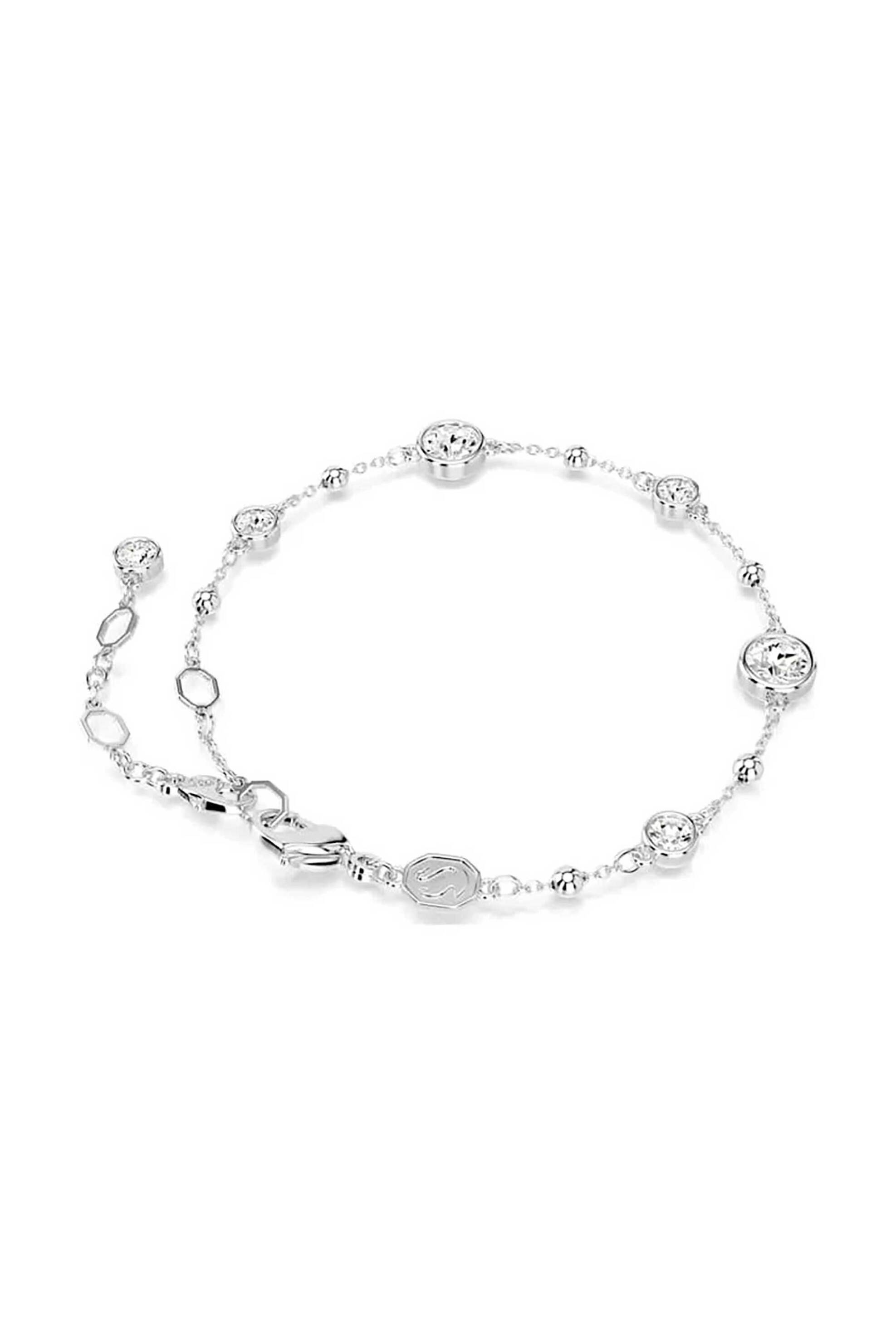Swarovski γυναικείο βραχιόλι, στρογγυλή κοπή, λευκό, επιμετάλλωση ροδίου 