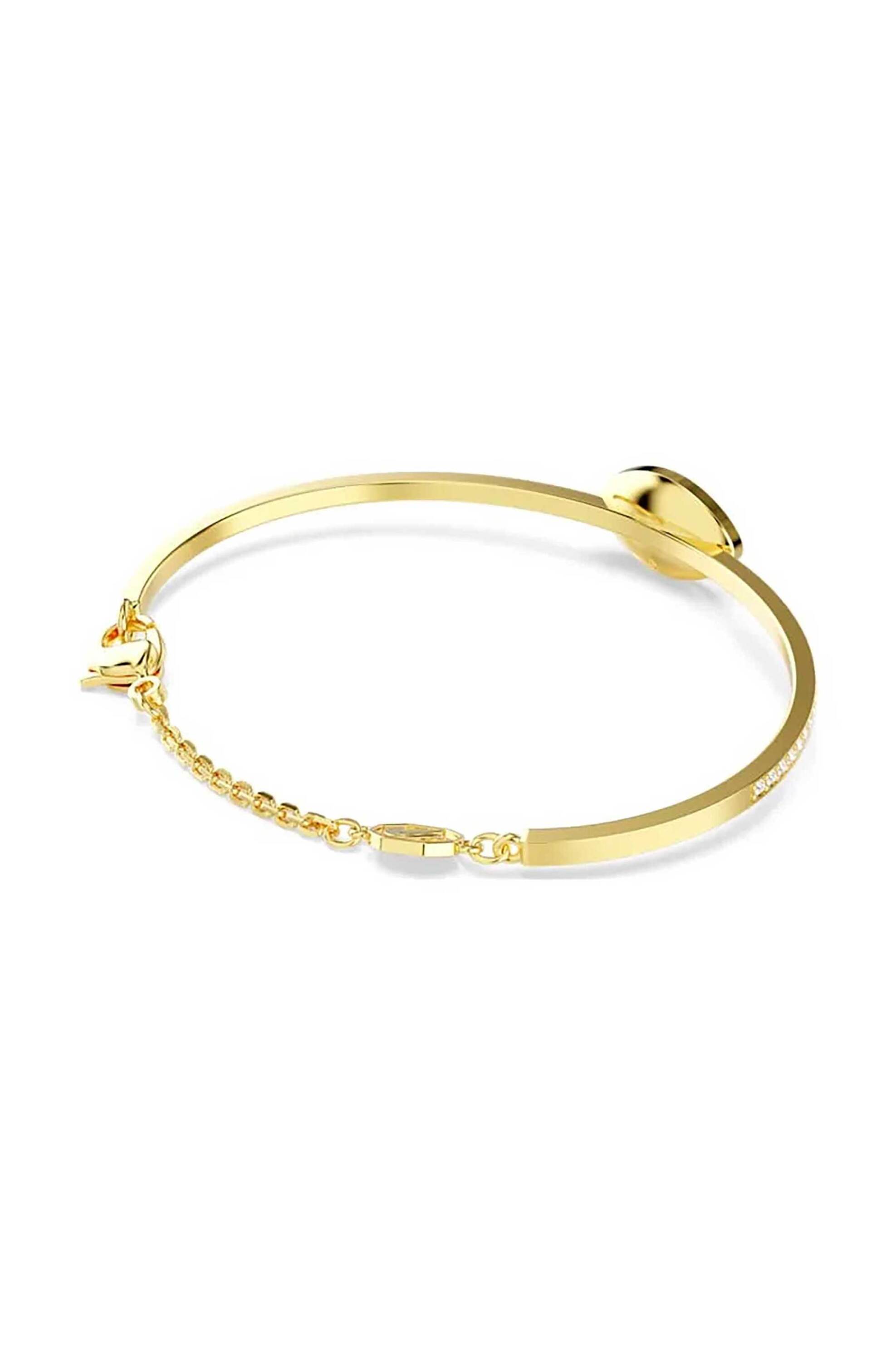Swarovski γυναικείο άκαμπτο βραχιόλι, μάτι, μπλε, επιμετάλλωση σε χρυσαφί τόνο 