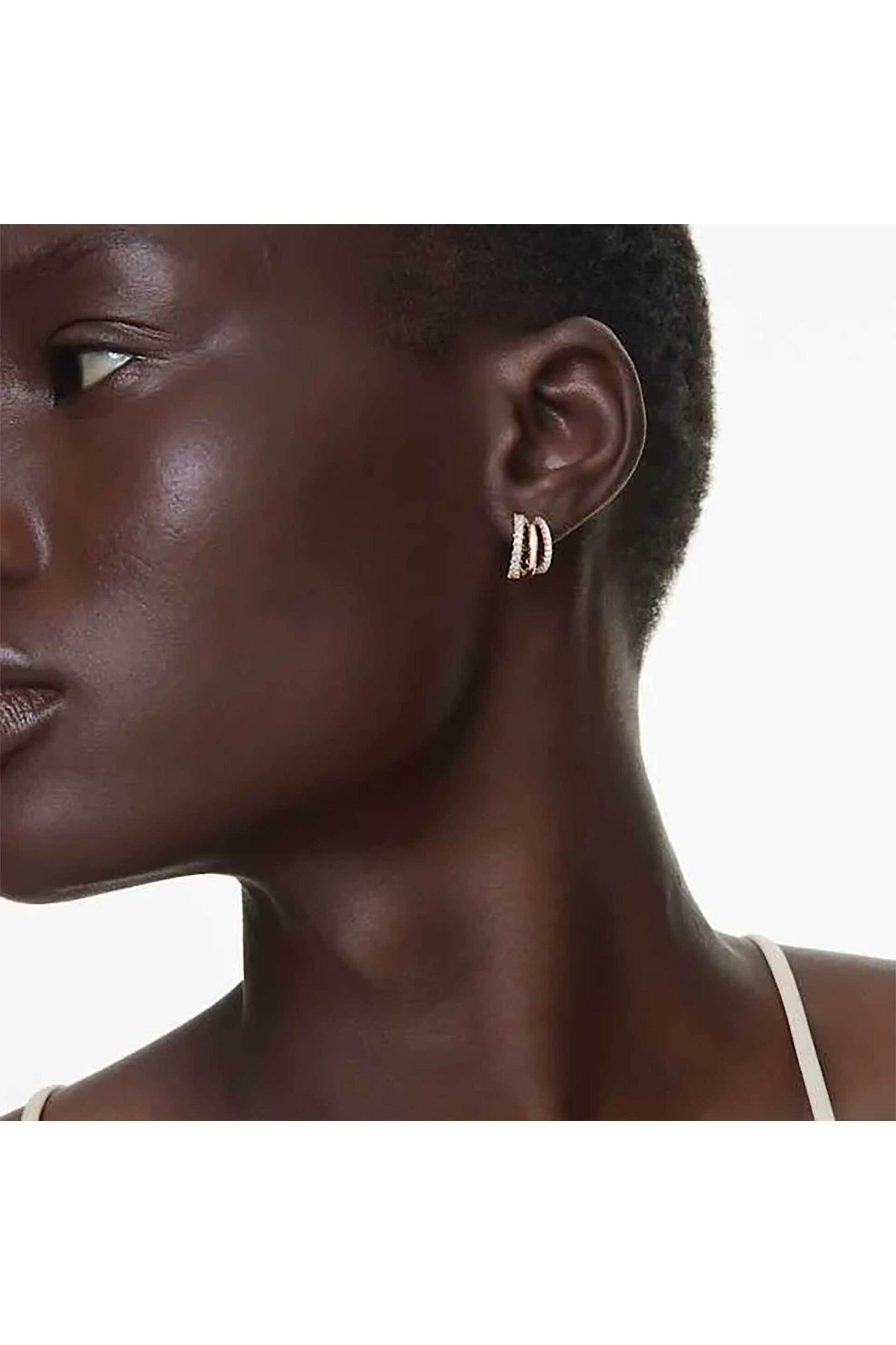 Swarovski Γυναικείοι Κρίκοι Μείξη Κοπών Μίνι Λευκά Επιμετάλλωση σε Ροζ Χρυσαφί Τόνο Hyperbola - 5698702