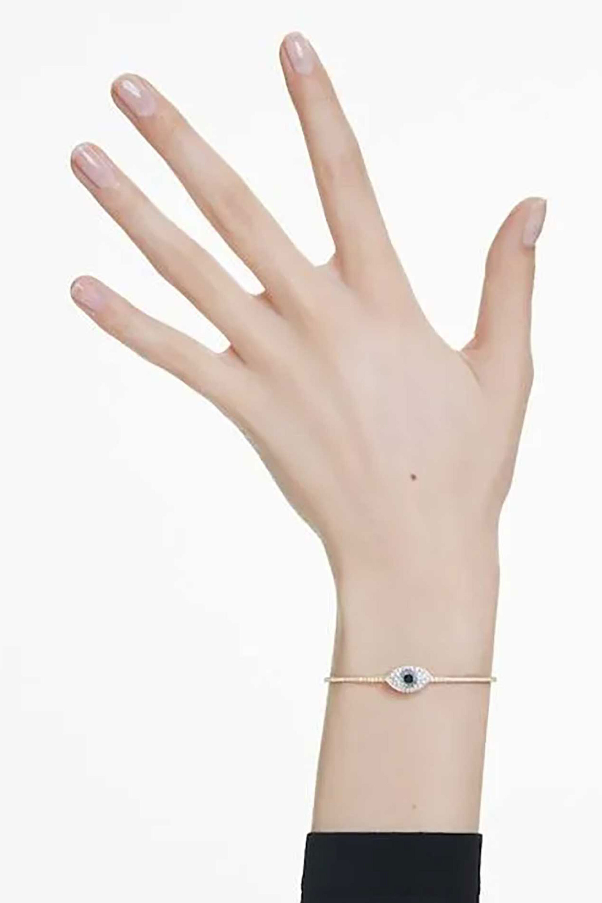 Swarovski Γυναικείο Άκαμπτο Βραχιόλι Μάτι Μπλε Επιμετάλλωση σε Χρυσαφί Τόνο Symbolica (L) - 5700879