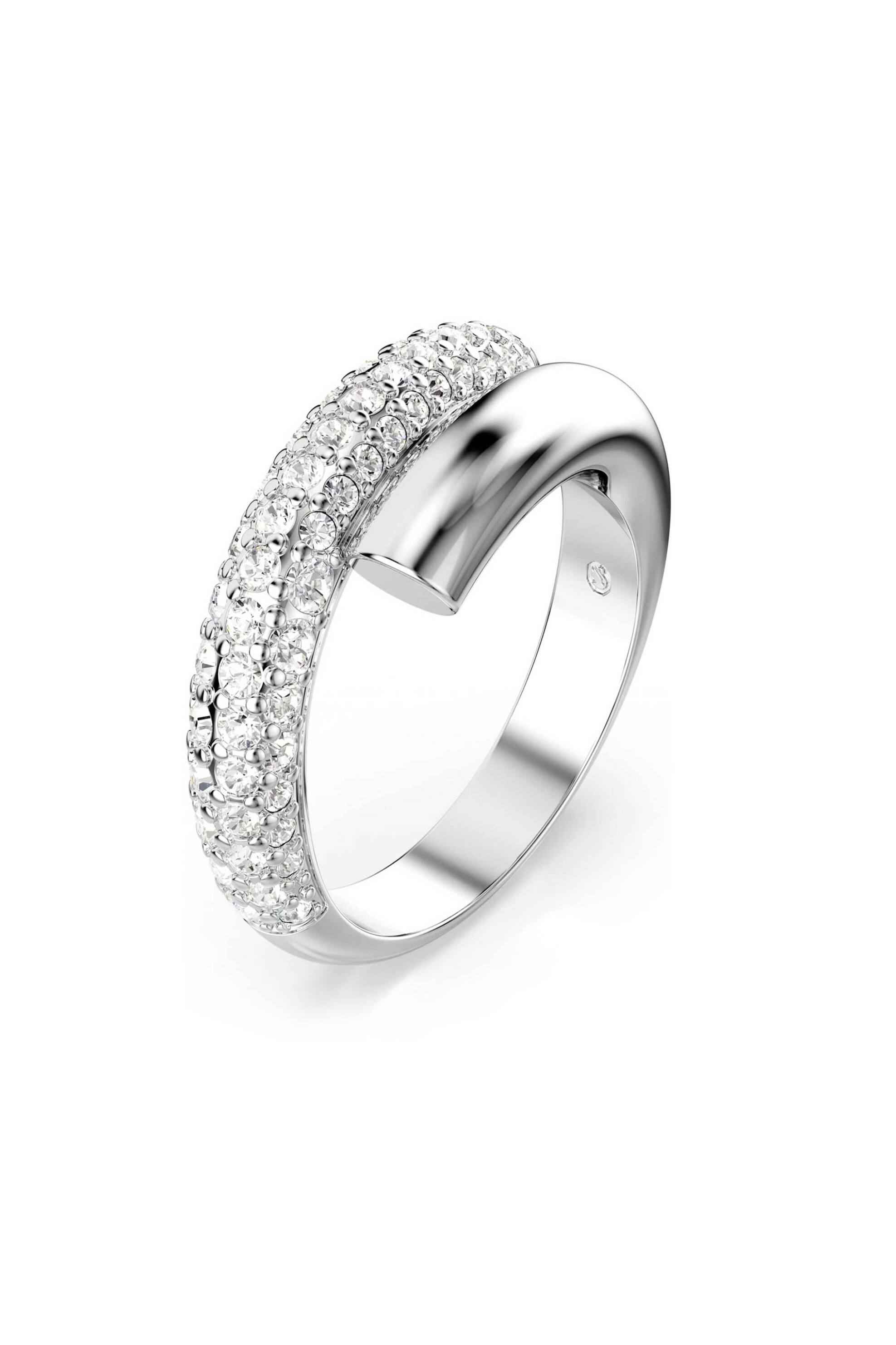 Swarovski γυναικείο δαχτυλίδι λευκό, επιμετάλλωση ροδίου "Dextera" (58) - 5695936