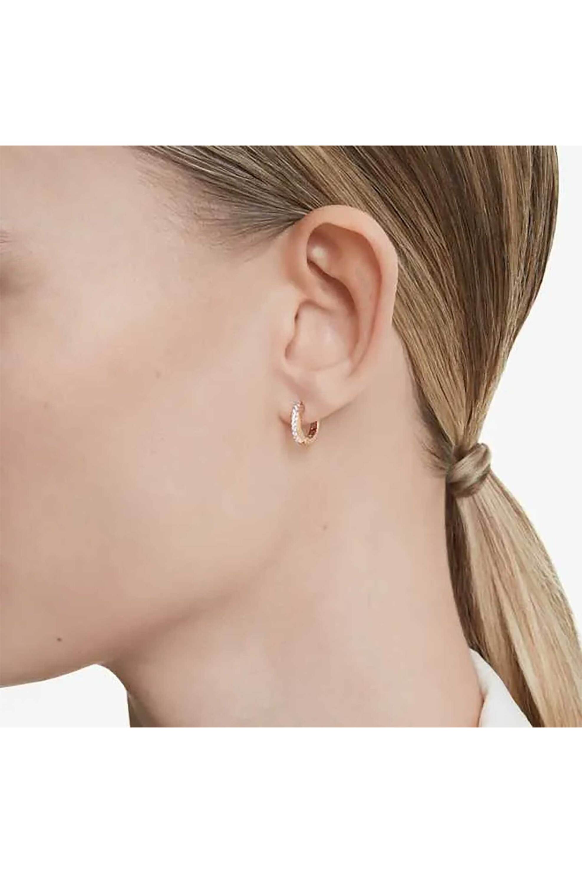 Swarovski Γυναικείοι Κρίκοι Στρογγυλή Κοπή Λευκά Επιμετάλλωση σε Ροζ Χρυσαφί Τόνο Matrix - 5690669