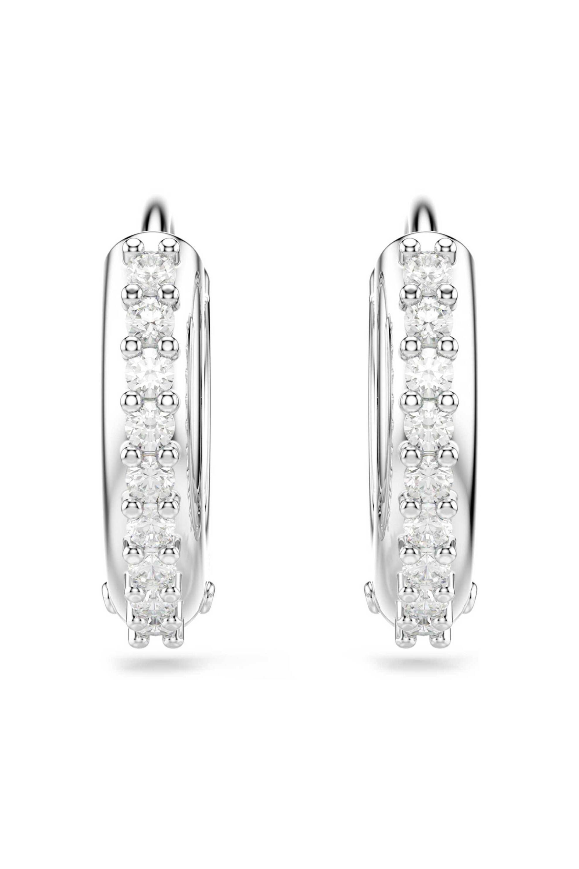 Swarovski γυναικείοι κρίκοι στρογγυλή κοπή, λευκά, επιμετάλλωση ροδίου "Matrix" - 5690670