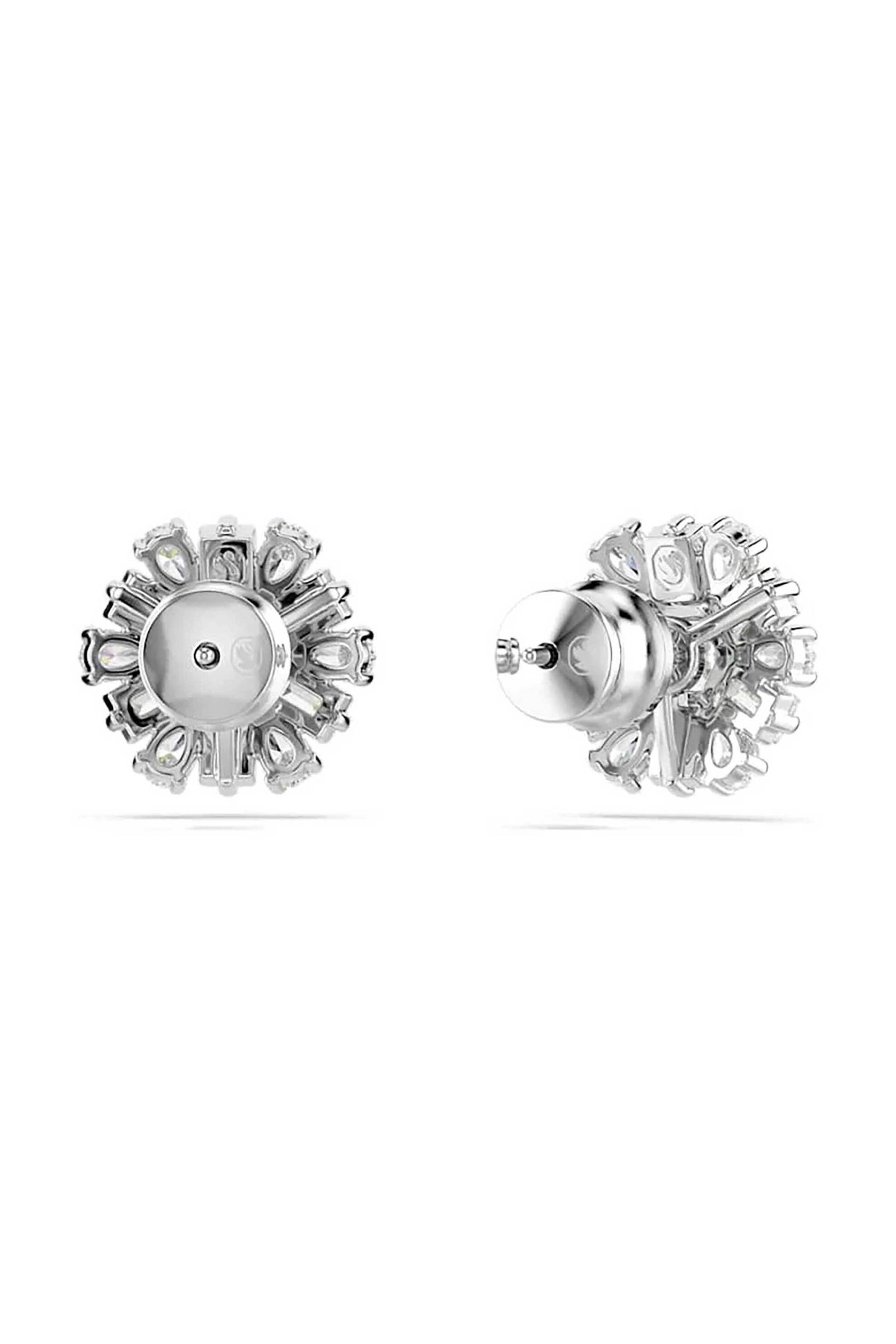 Swarovski γυναικεία σκουλαρίκια με καραφάκια, μείξη κοπών, χιονονιφάδα, λευκά, επιμετάλλωση ροδίου 
