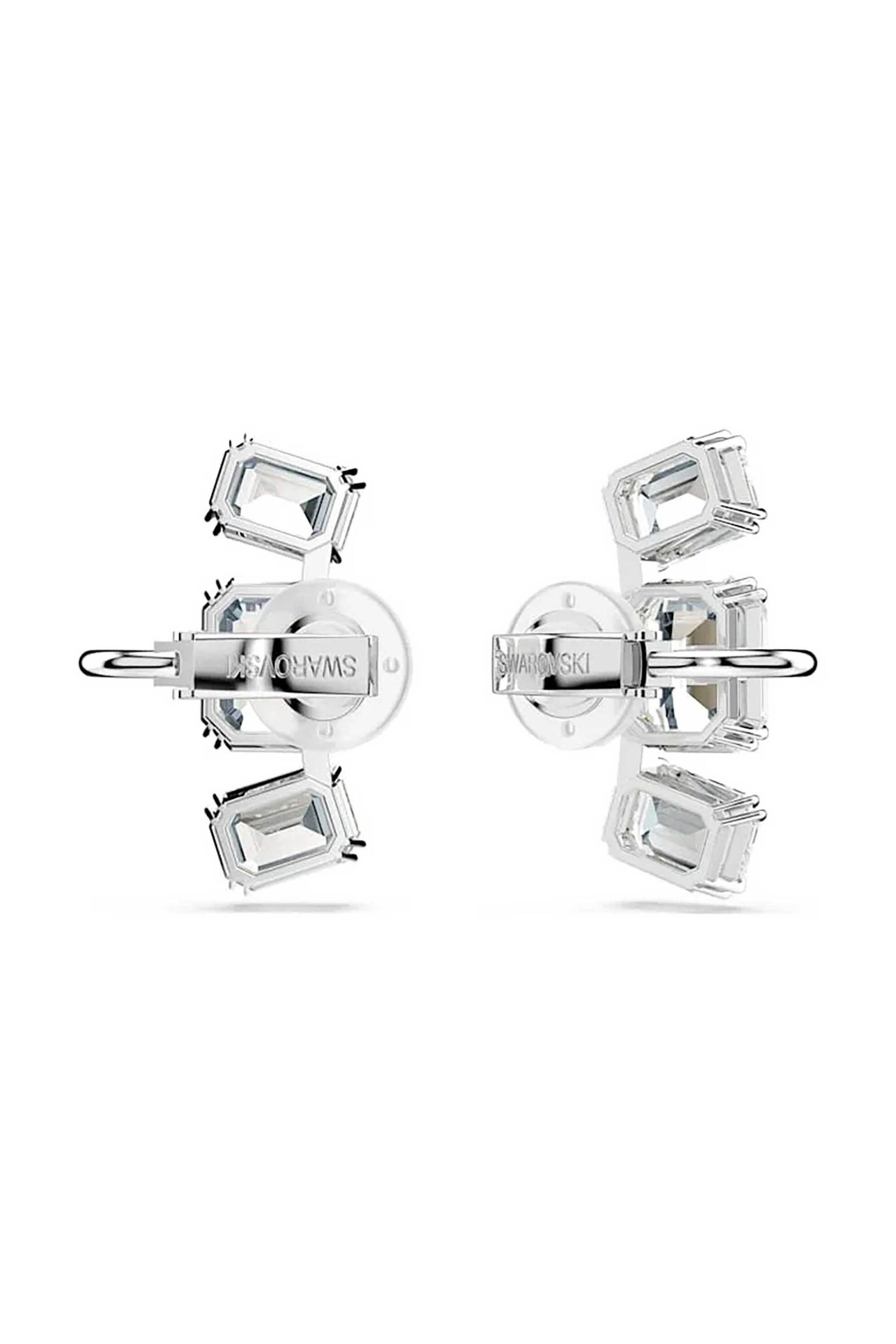 Swarovski γυναικεία σκουλαρίκια με κλιπ, οκταγωνική κοπή, λευκά, επιμετάλλωση ροδίου "Millenia" - 5701274 φωτογραφία