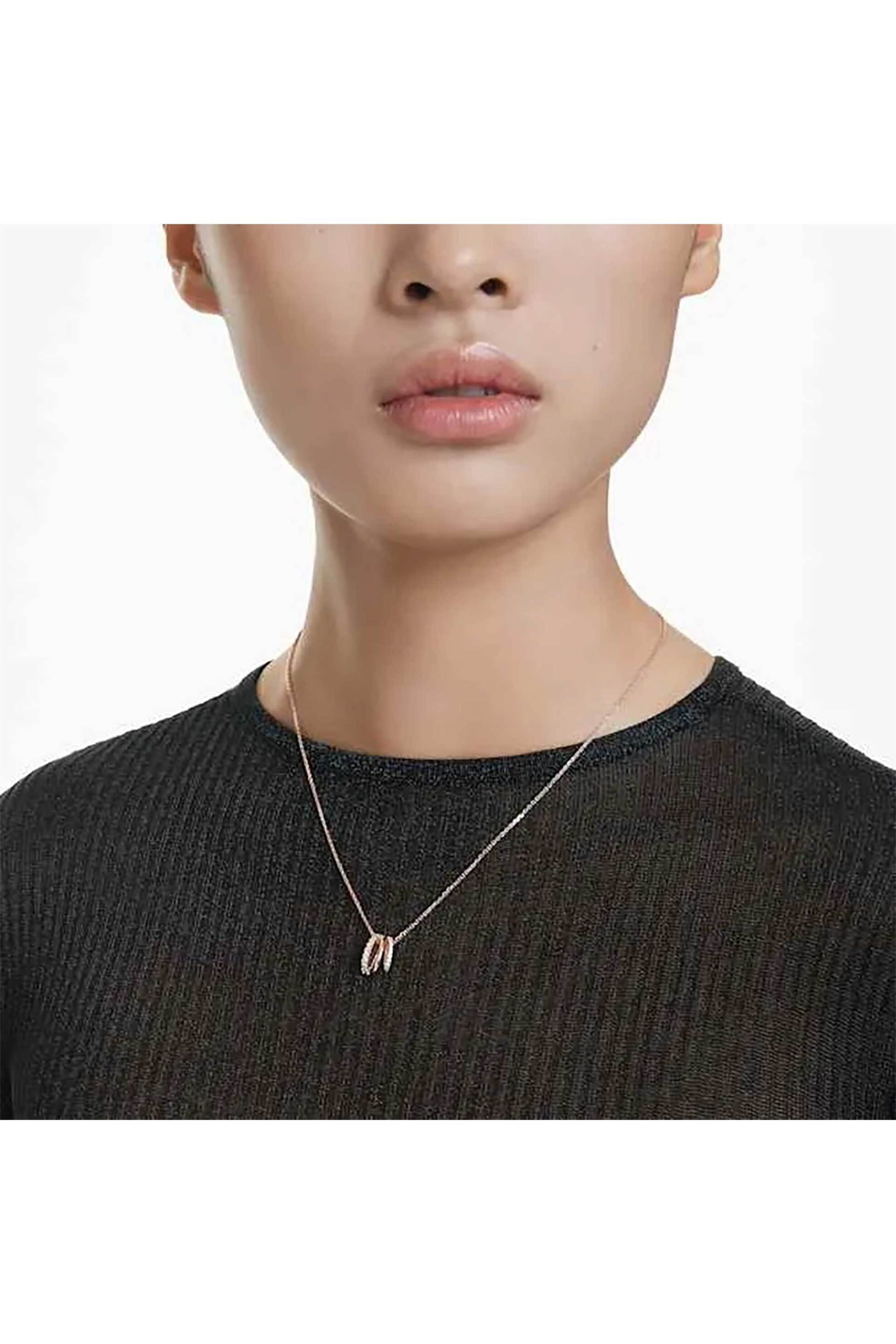 Swarovski Γυναικείο Μενταγίον Μείξη Κοπών Λευκό Επιμετάλλωση σε Ροζ Χρυσαφί Τόνο Hyperbola - 5701494