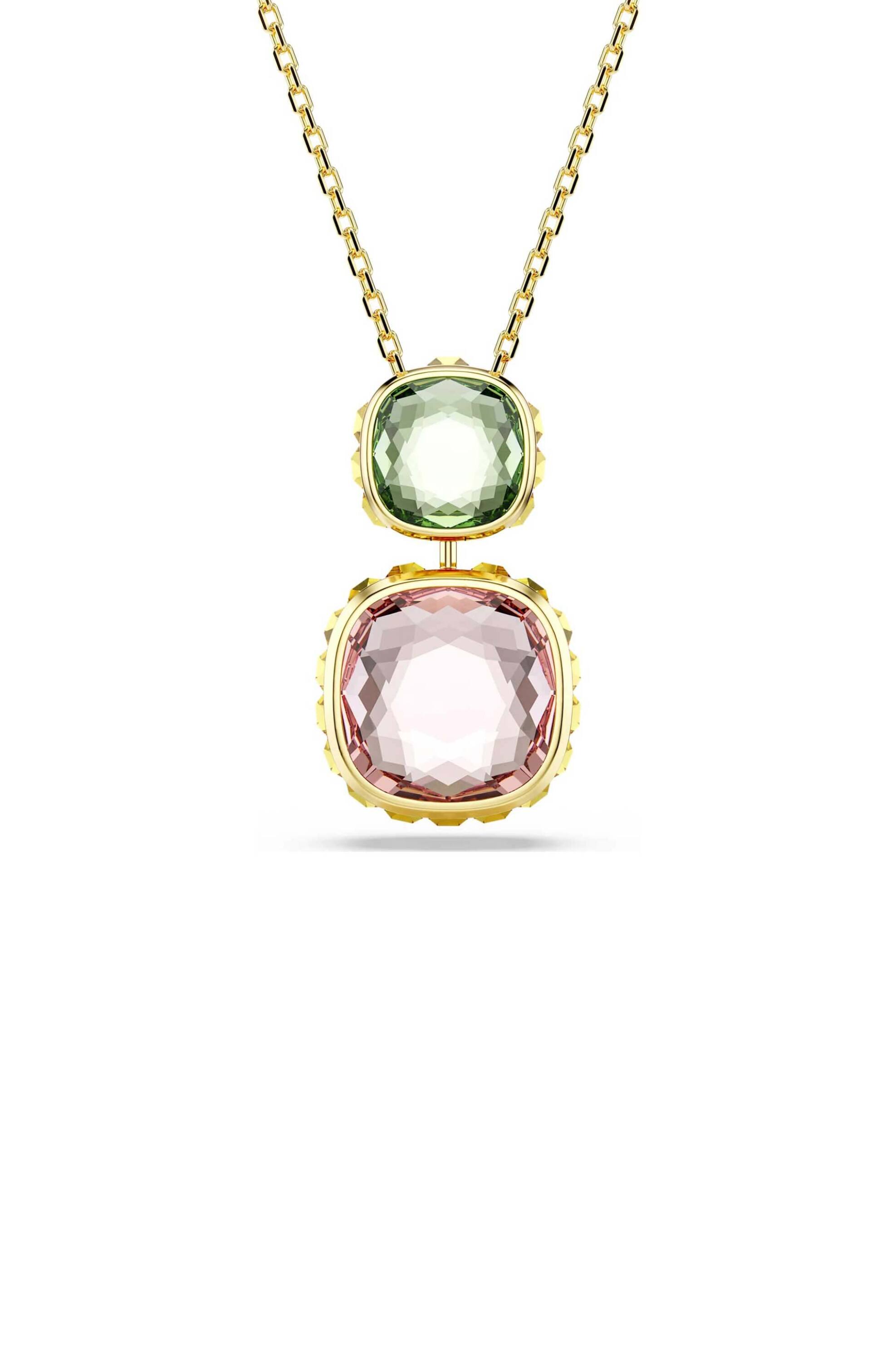 Swarovski γυναικείο μενταγιόν κοπή cushion, πολύχρωμο, επιμετάλλωση σε χρυσαφί τόνο "Chroma" - 5692496