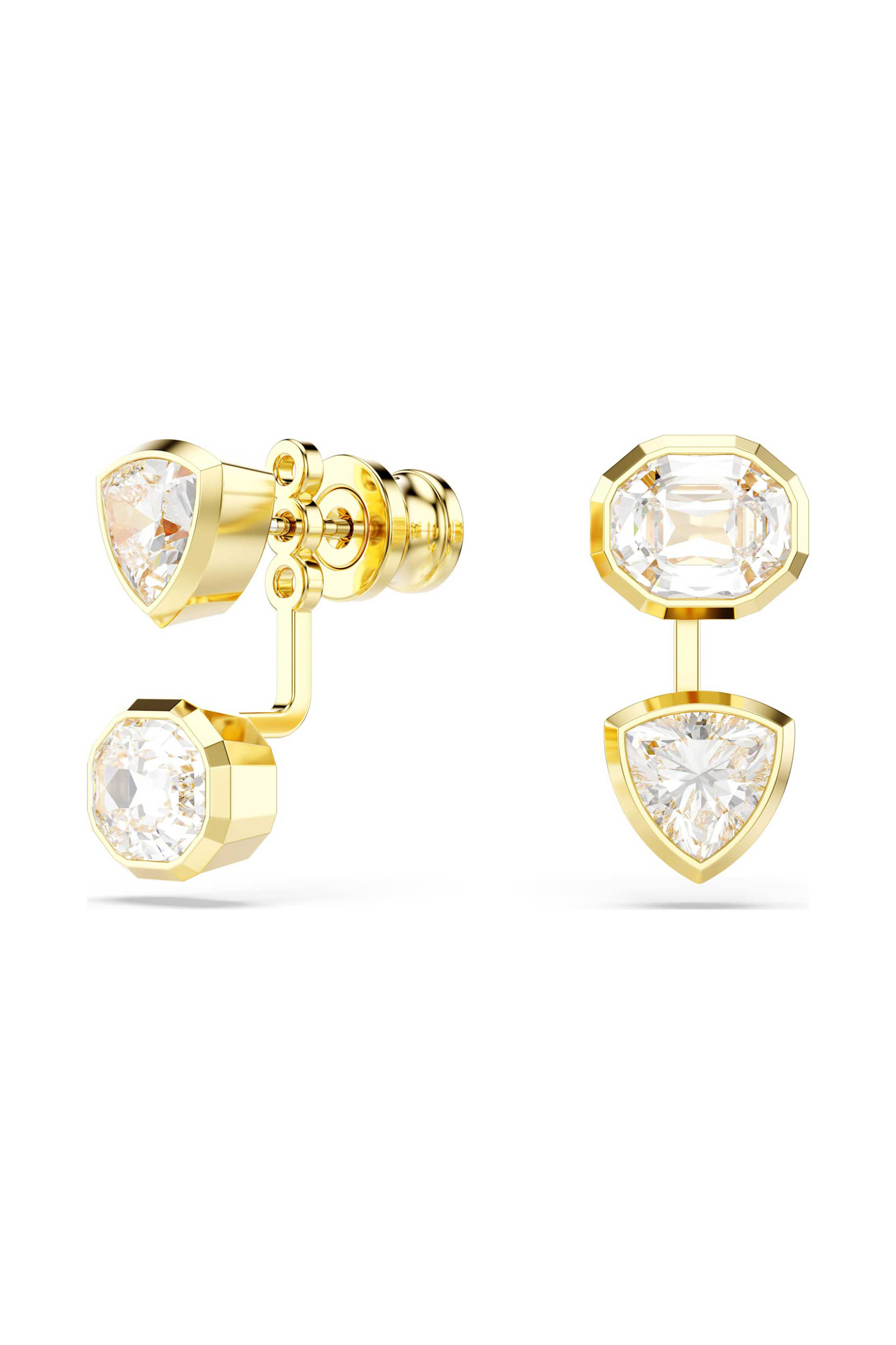 Swarovski γυναικεία σκουλαρίκια σκουλαρίκια ασυμμετρικό σχέδιο, μείξη κοπών, λευκές, επιμετάλλωση σε χρυσαφί τόνο "Imber" - 5705461 φωτογραφία