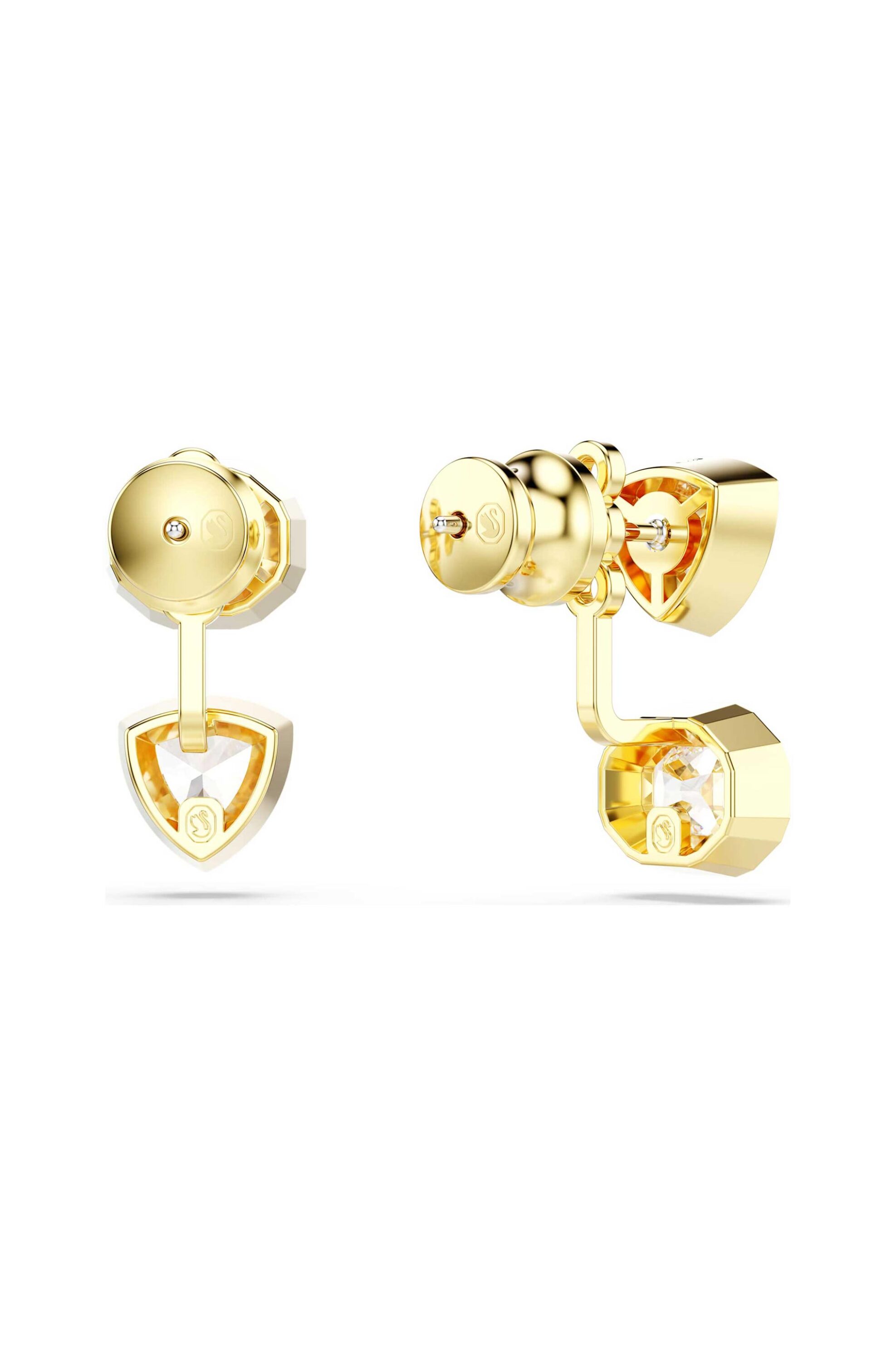 Swarovski γυναικεία σκουλαρίκια σκουλαρίκια ασυμμετρικό σχέδιο, μείξη κοπών, λευκές, επιμετάλλωση σε χρυσαφί τόνο "Imber" - 5705461 φωτογραφία