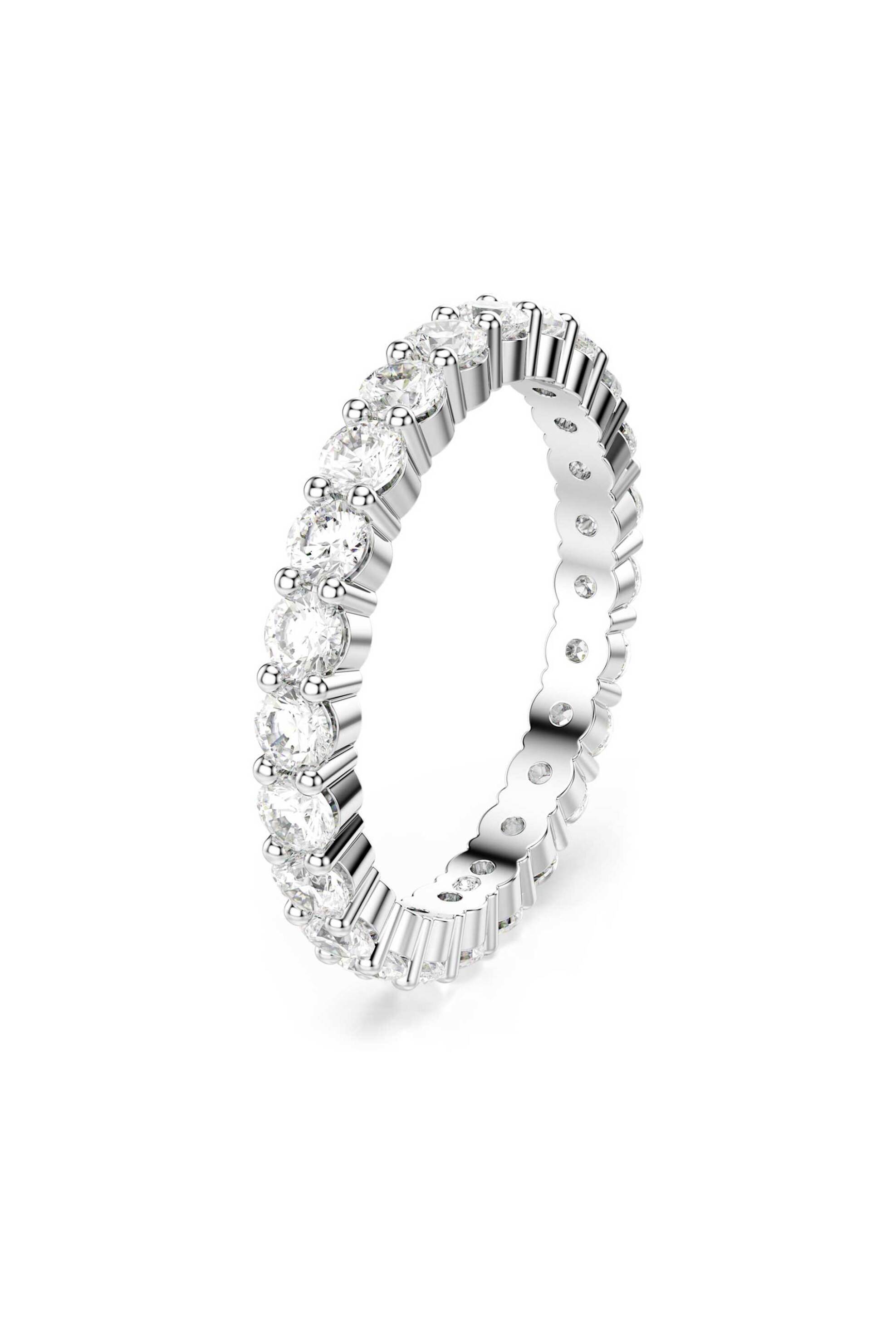 Swarovski γυναικείο δαχτυλίδι στρογγυλή κοπή, λευκό, φινίρισμα σε ασημένιο τόνο "Matrix Vittore" (55) - 5705604