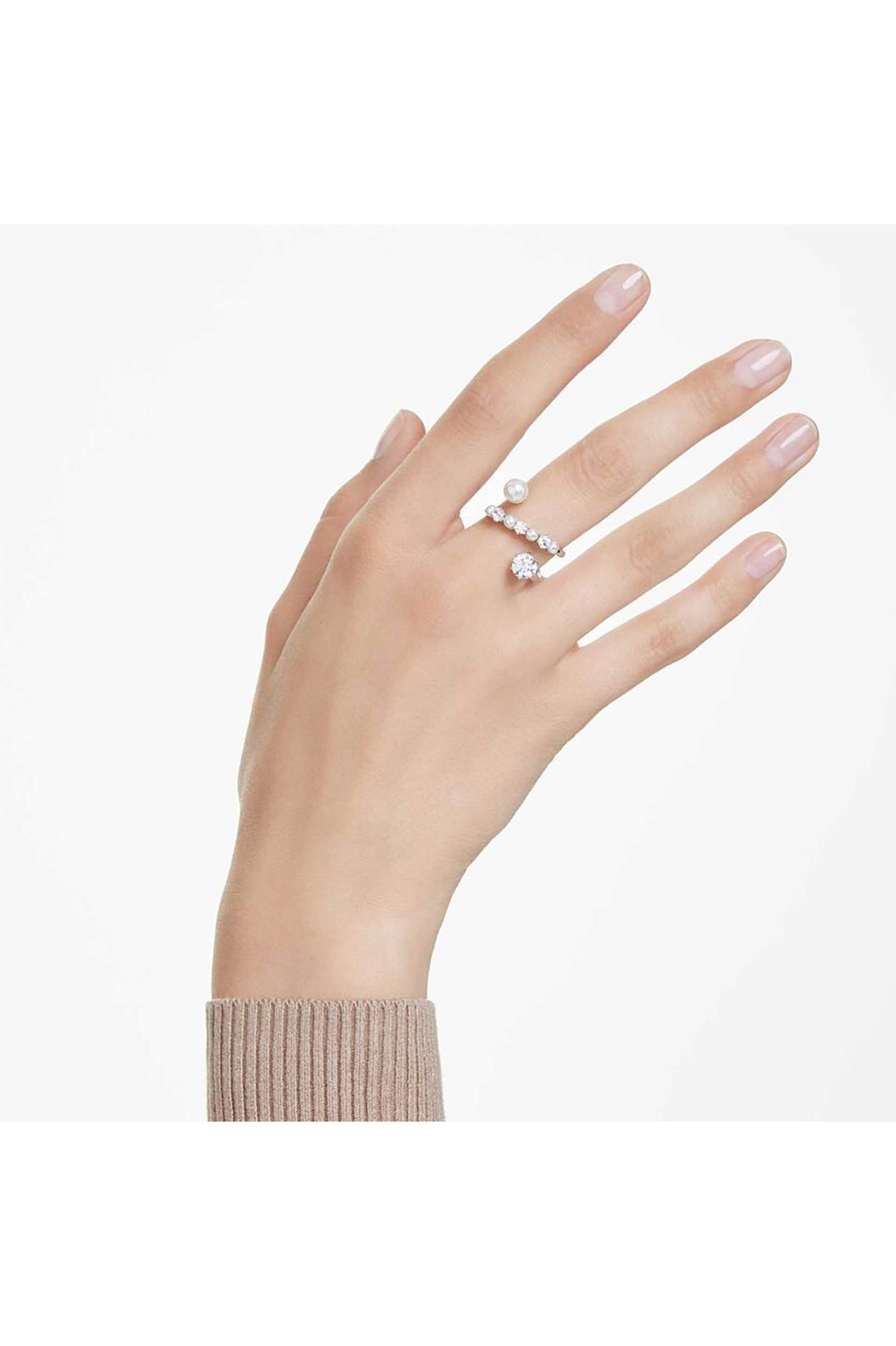 Swarovski Γυναικείο Δαχτυλίδι Κοκτέιλ Crystal Pearl Στρογγυλή Κοπή Λευκό Επιμετάλλωση Ροδίου Matrix (55) - 5705612