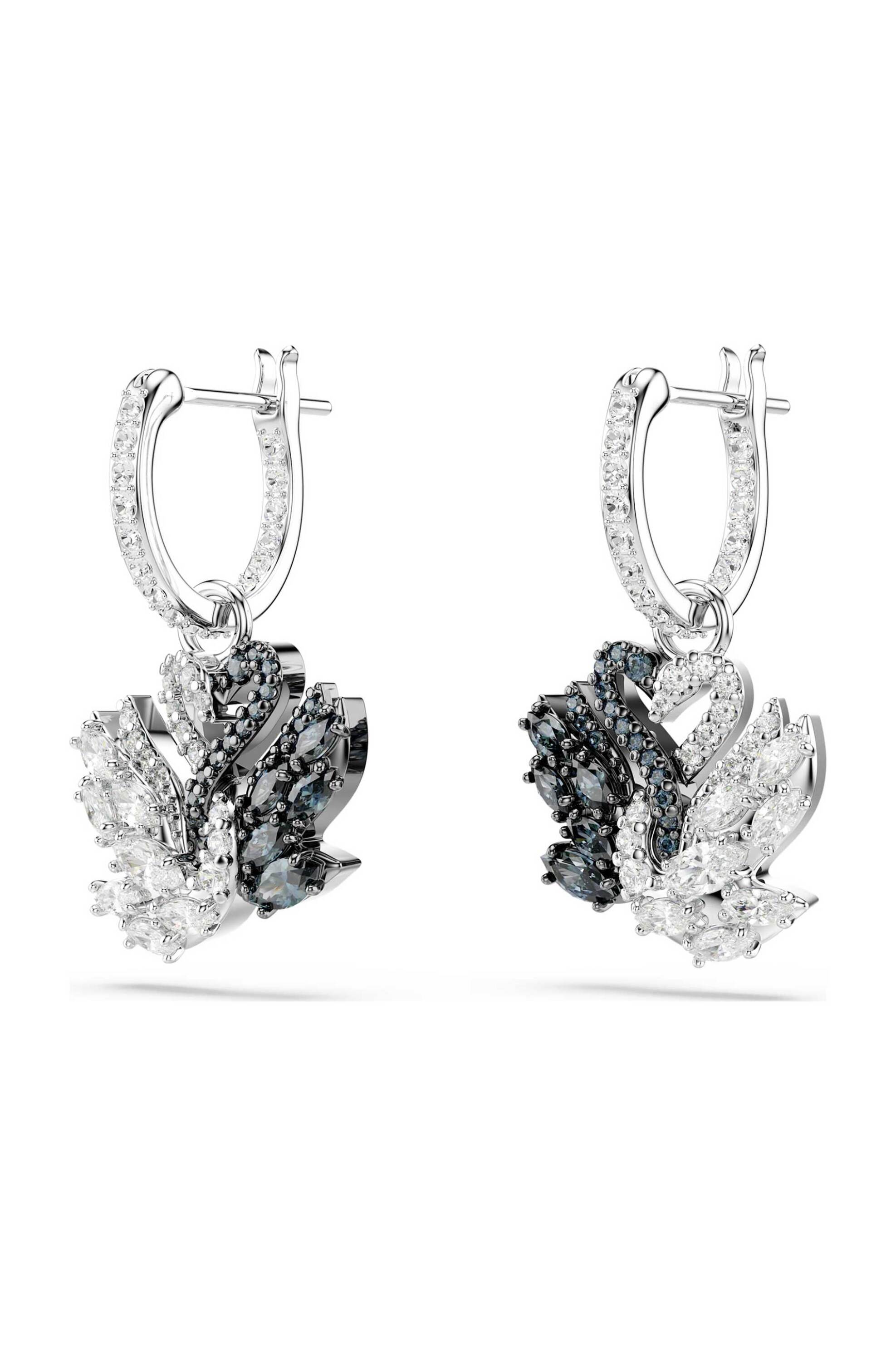 SWAROVSKI Swarovski γυναικεία σκουλαρίκια-σταγόνα κύκνος, μαύρα, φινίρισμα από διάφορα μέταλλα "Swan" - 5705728 - 2
