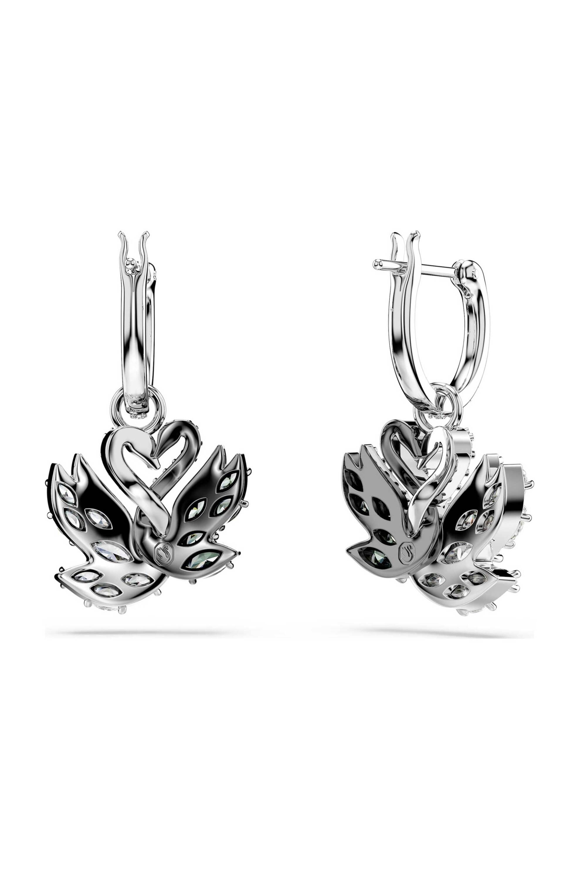 SWAROVSKI Swarovski γυναικεία σκουλαρίκια-σταγόνα κύκνος, μαύρα, φινίρισμα από διάφορα μέταλλα "Swan" - 5705728 - 3