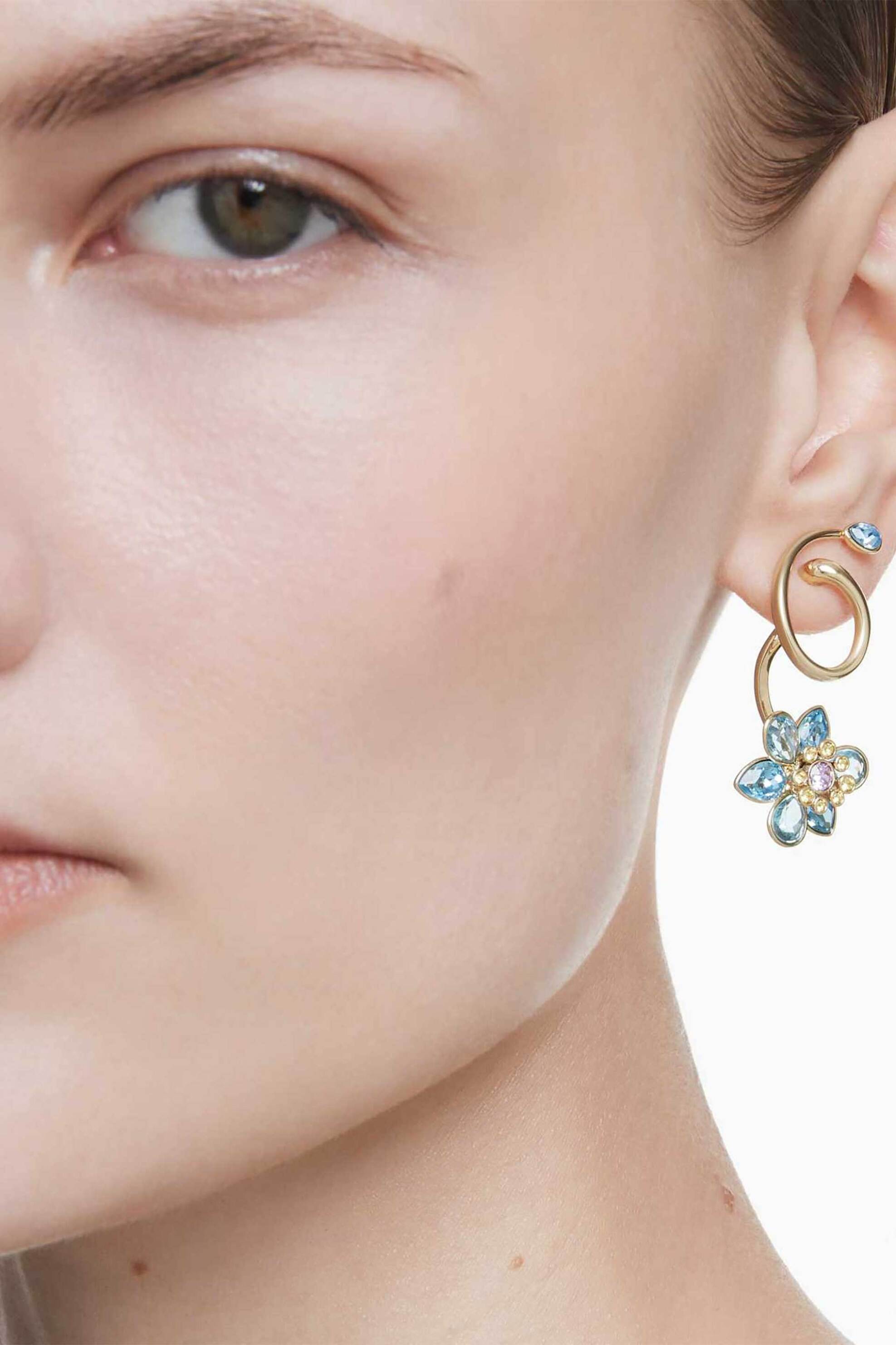 Swarovski Γυναικεία Σκουλαρίκια-Σταγόνα Μίξη Κοπών Λουλούδι Πολύχρωμα Επιμετάλλωση σε Χρυσαφί Τόνο Idyllia - 5709025