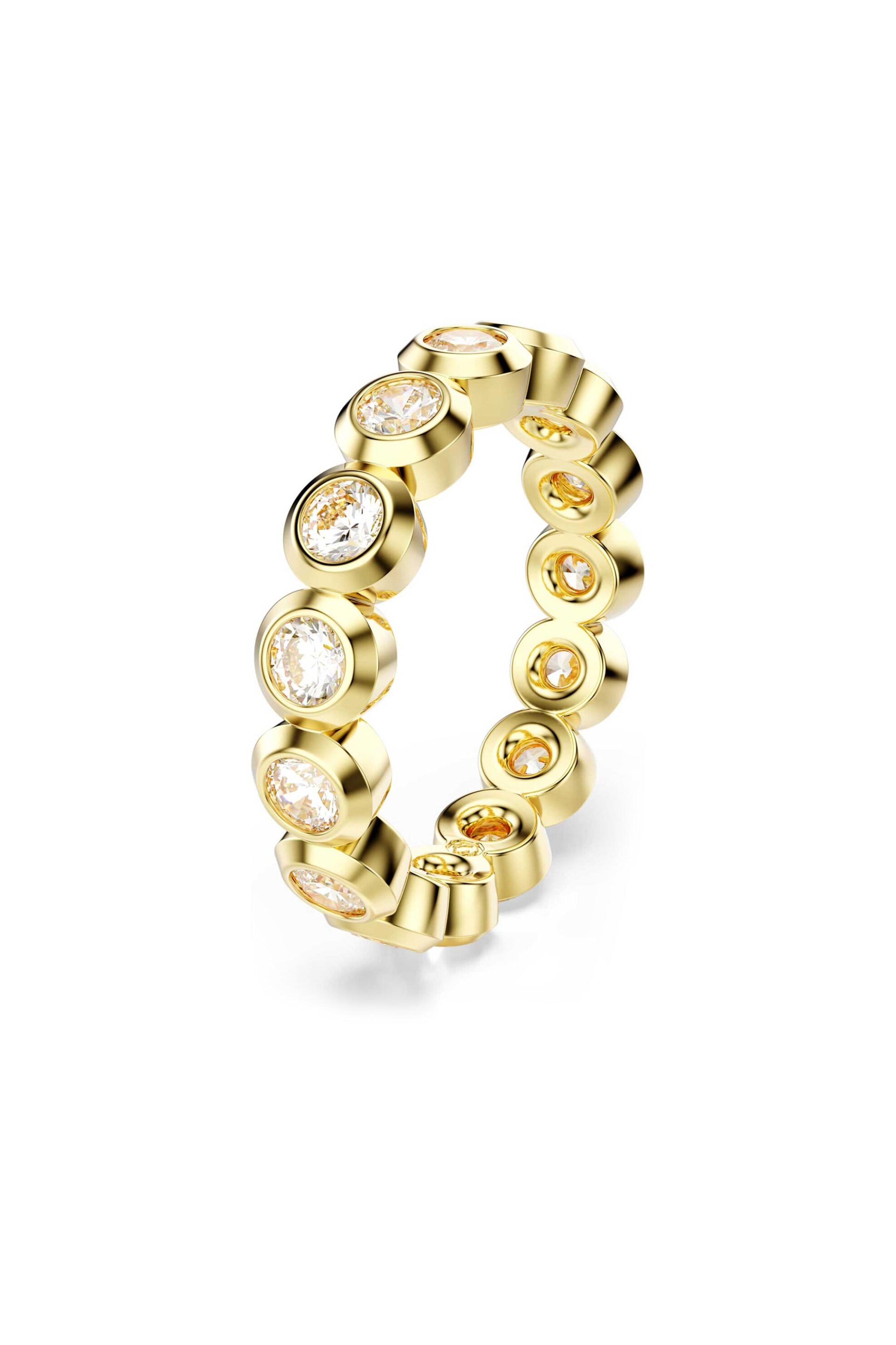  Swarovski γυναικείο δαχτυλίδι στρογγυλή κοπή, λευκό, επιμετάλλωση σε χρυσαφί τόνο 