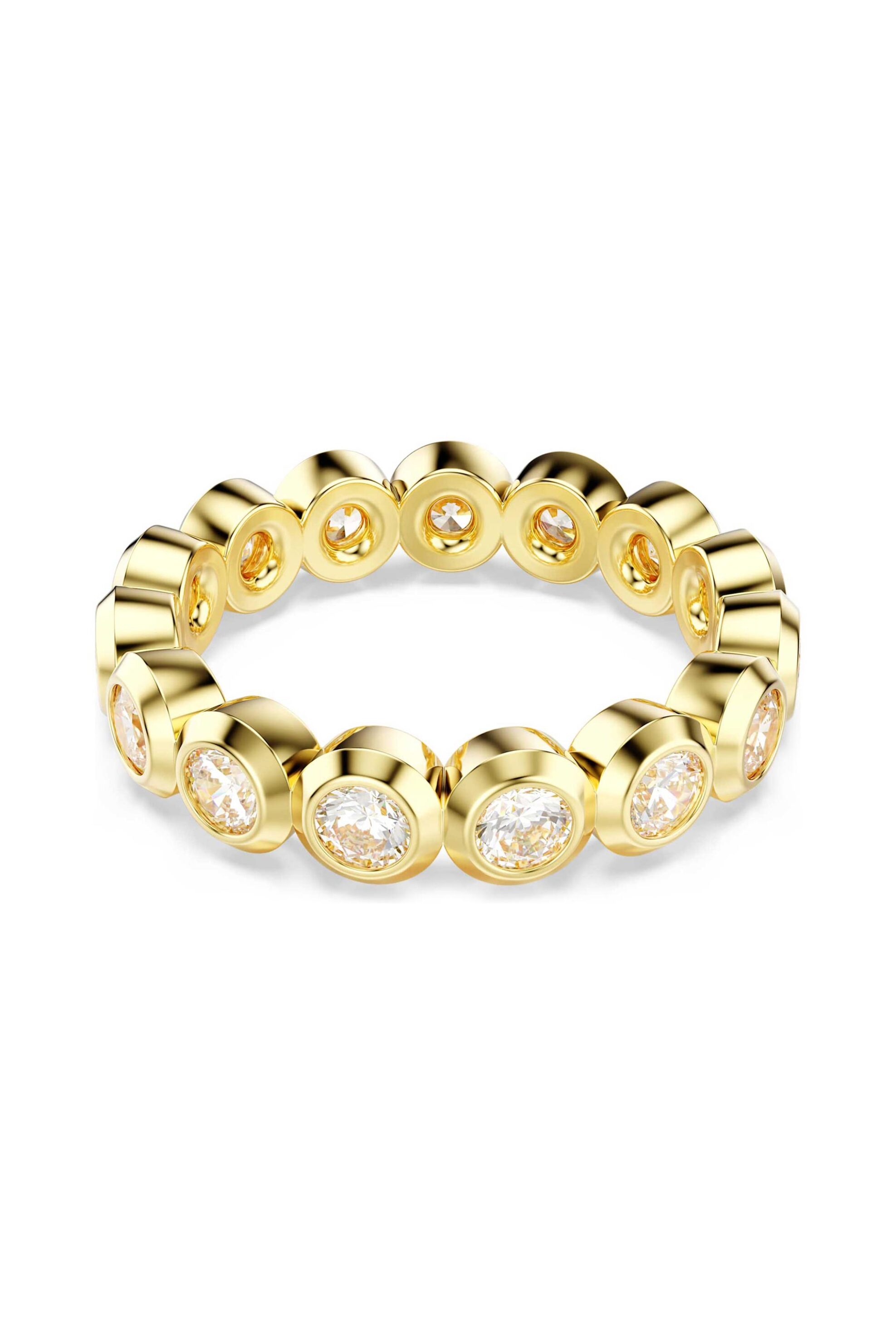 Swarovski γυναικείο δαχτυλίδι στρογγυλή κοπή, λευκό, επιμετάλλωση σε χρυσαφί τόνο "Imber" (55) - 5714309 φωτογραφία