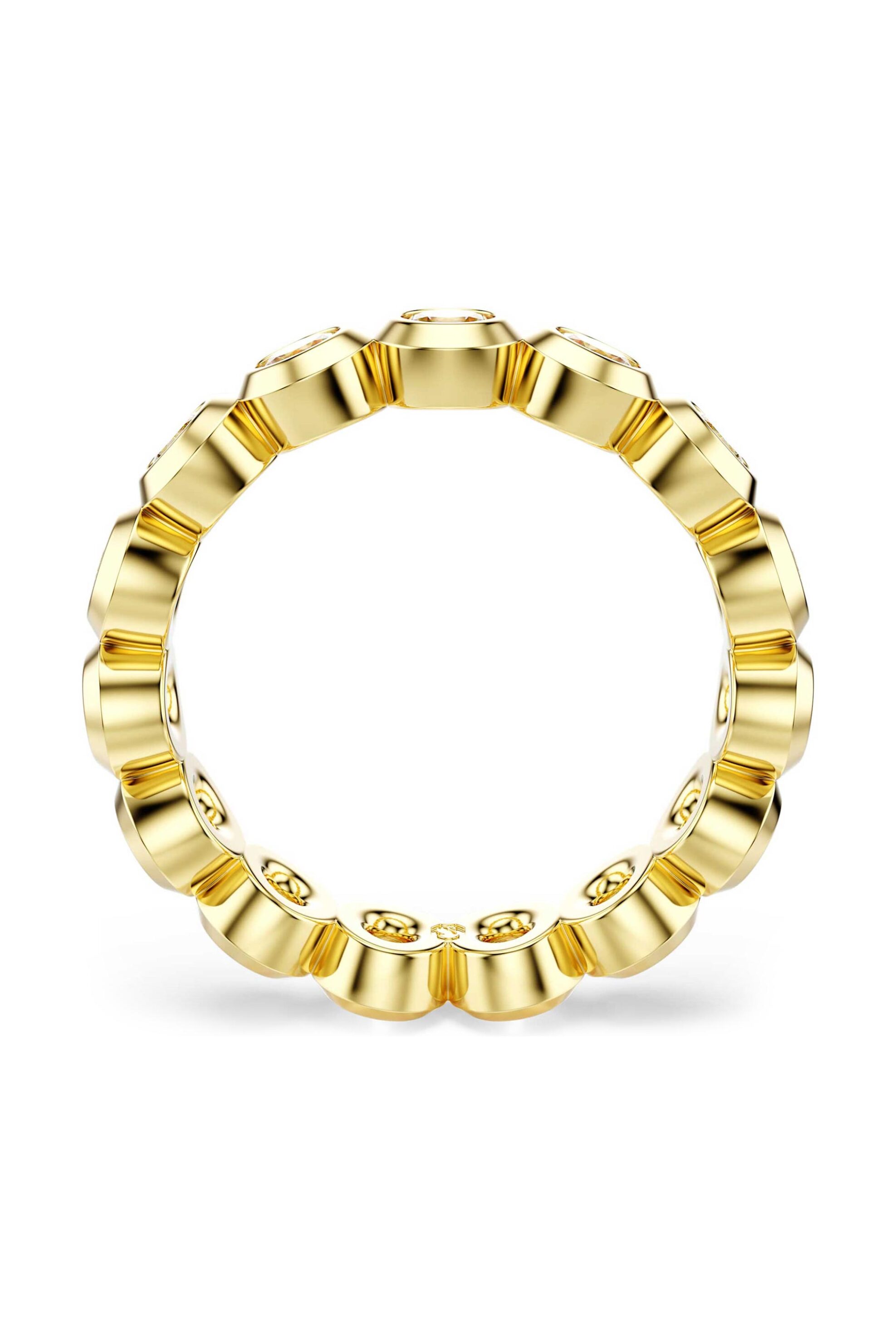 Swarovski γυναικείο δαχτυλίδι στρογγυλή κοπή, λευκό, επιμετάλλωση σε χρυσαφί τόνο "Imber" (55) - 5714309 φωτογραφία