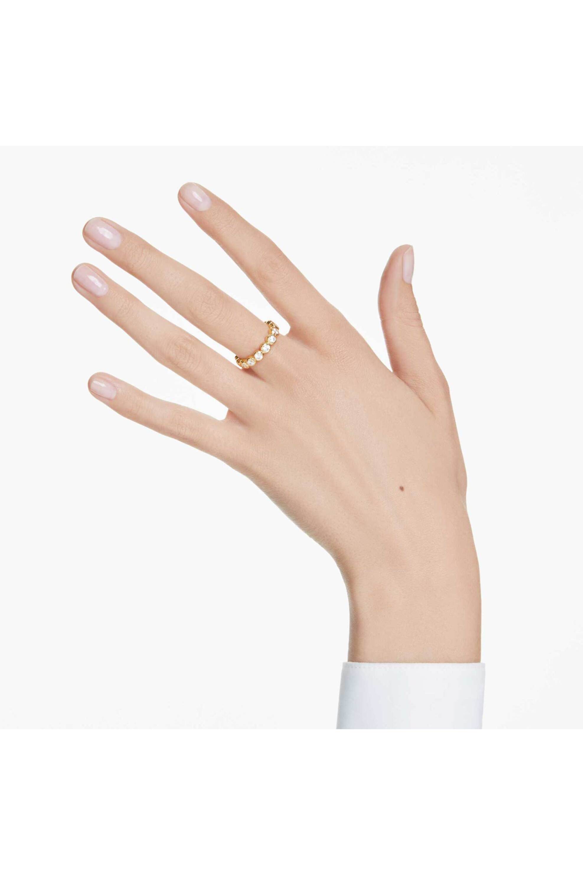 Swarovski γυναικείο δαχτυλίδι στρογγυλή κοπή, λευκό, επιμετάλλωση σε χρυσαφί τόνο "Imber" (55) - 5714309 φωτογραφία