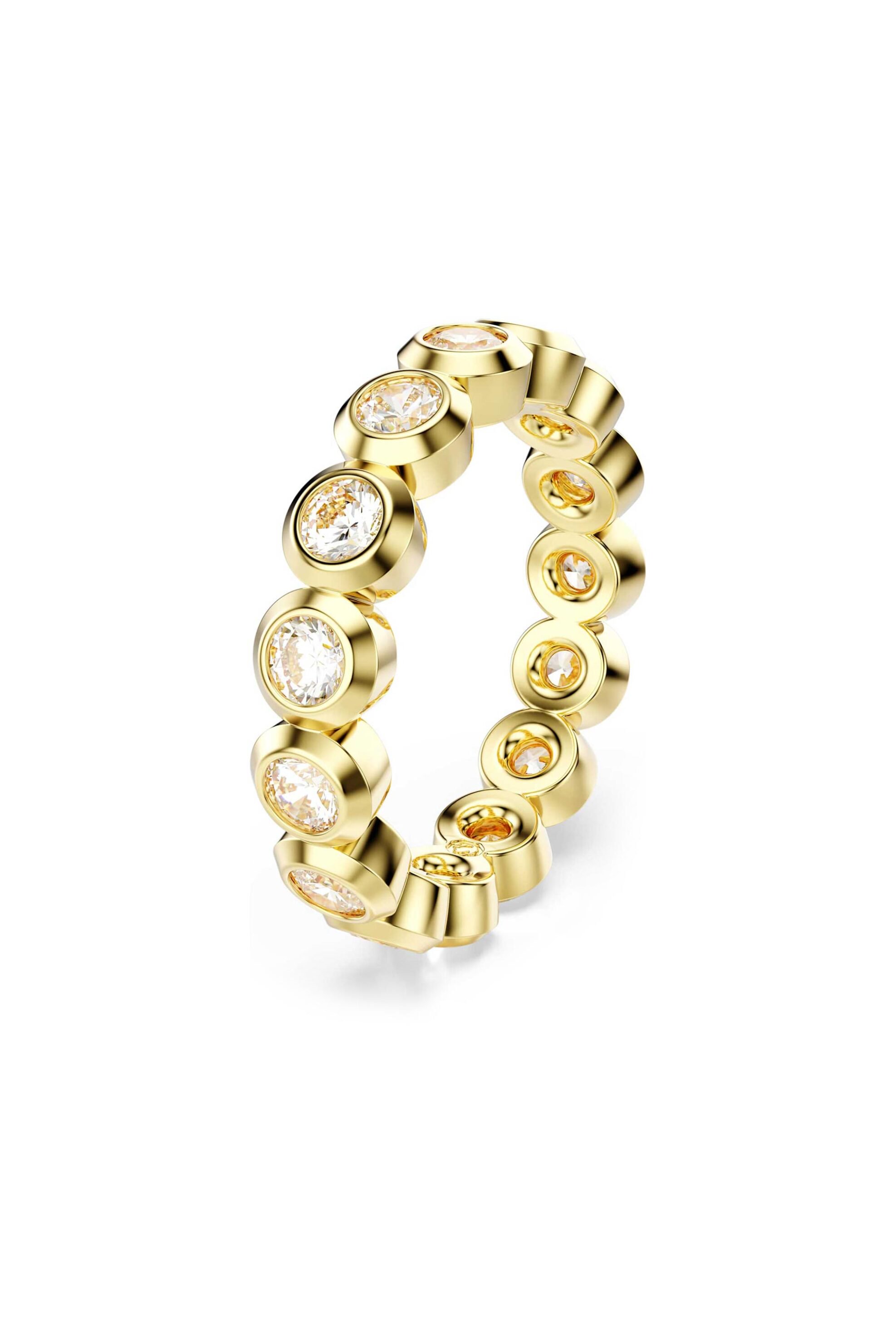  Swarovski γυναικείο δαχτυλίδι στρογγυλή κοπή, λευκό, επιμετάλλωση σε χρυσαφί τόνο 