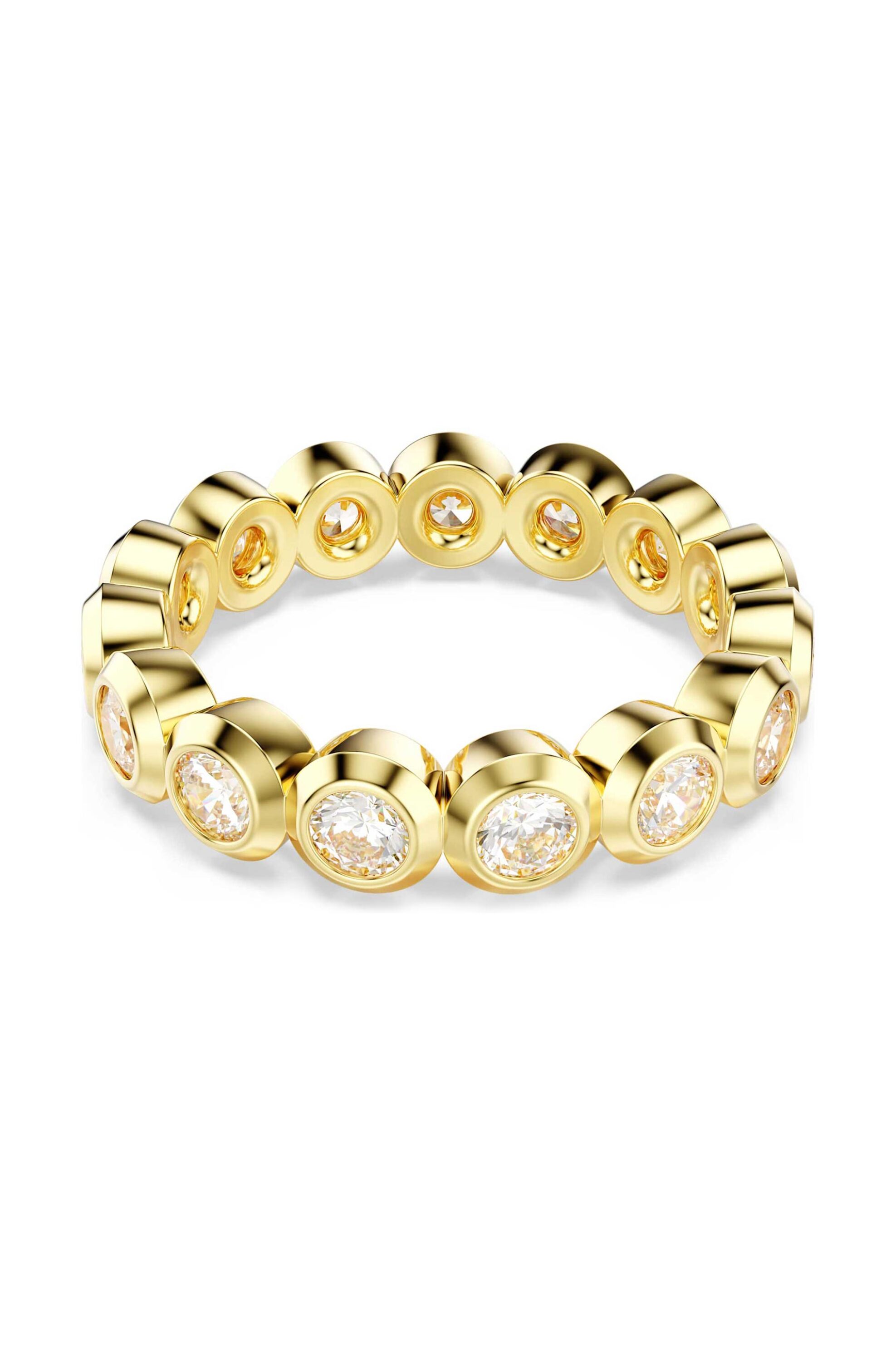 Swarovski γυναικείο δαχτυλίδι στρογγυλή κοπή, λευκό, επιμετάλλωση σε χρυσαφί τόνο 