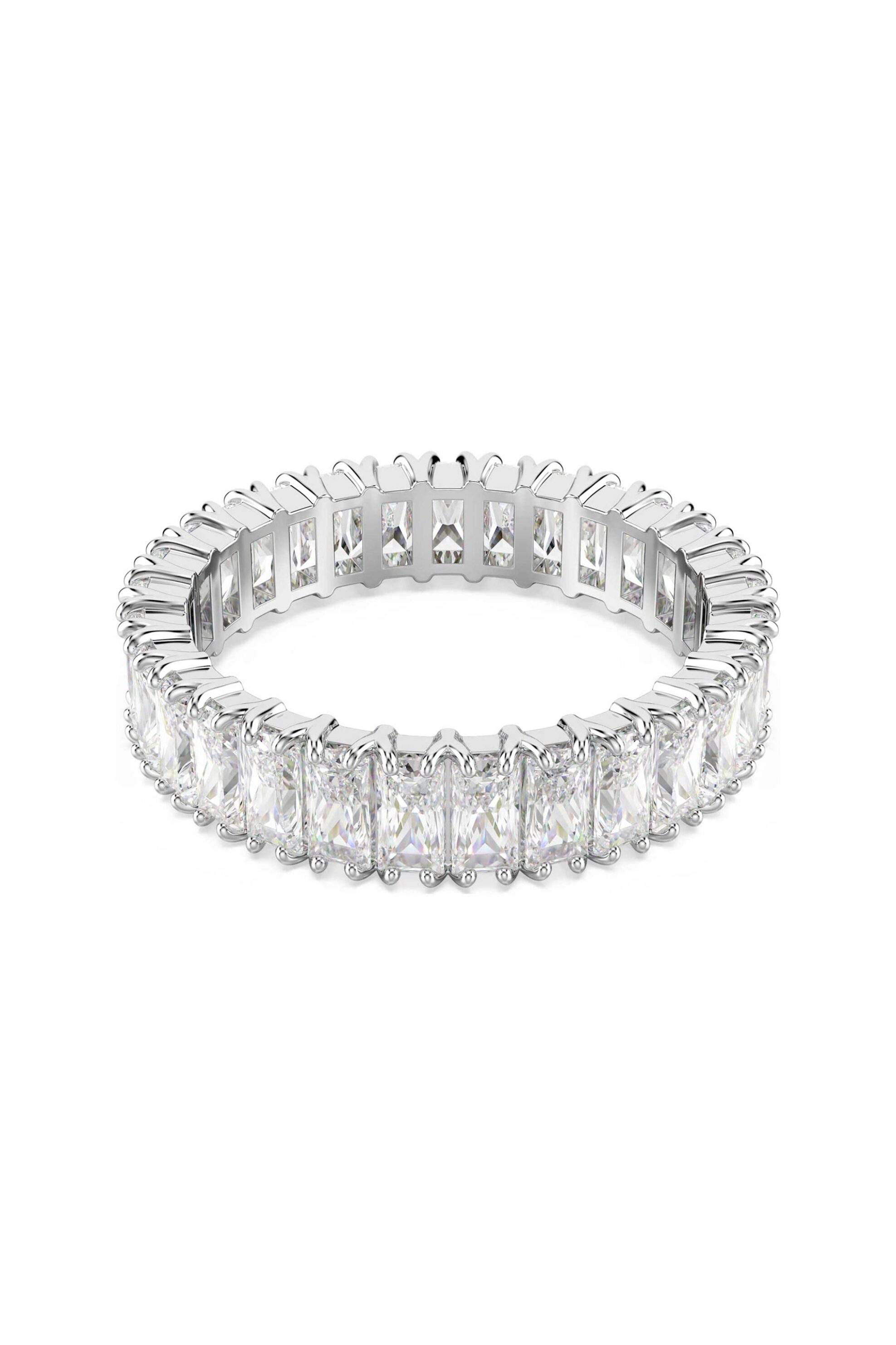 Swarovski γυναικείο δαχτυλίδι κοπή baguette, λευκό, φινίρισμα σε ασημένιο τόνο "Matrix" (55) - 5714334 φωτογραφία