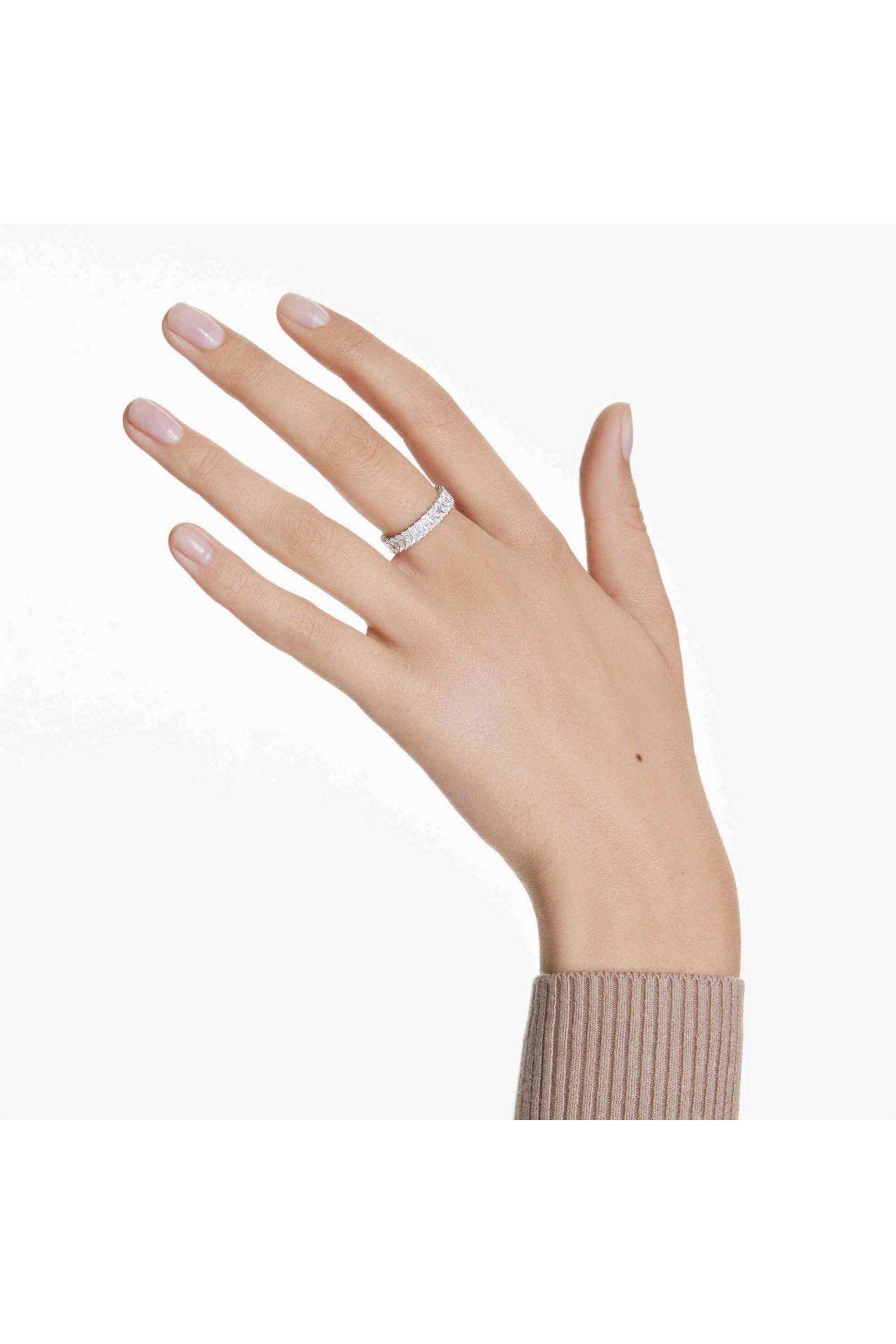Swarovski Γυναικείο Δαχτυλίδι Κοπή Baguette Λευκό Φινίρισμα σε Ασημένιο Τόνο Matrix (55) - 5714334