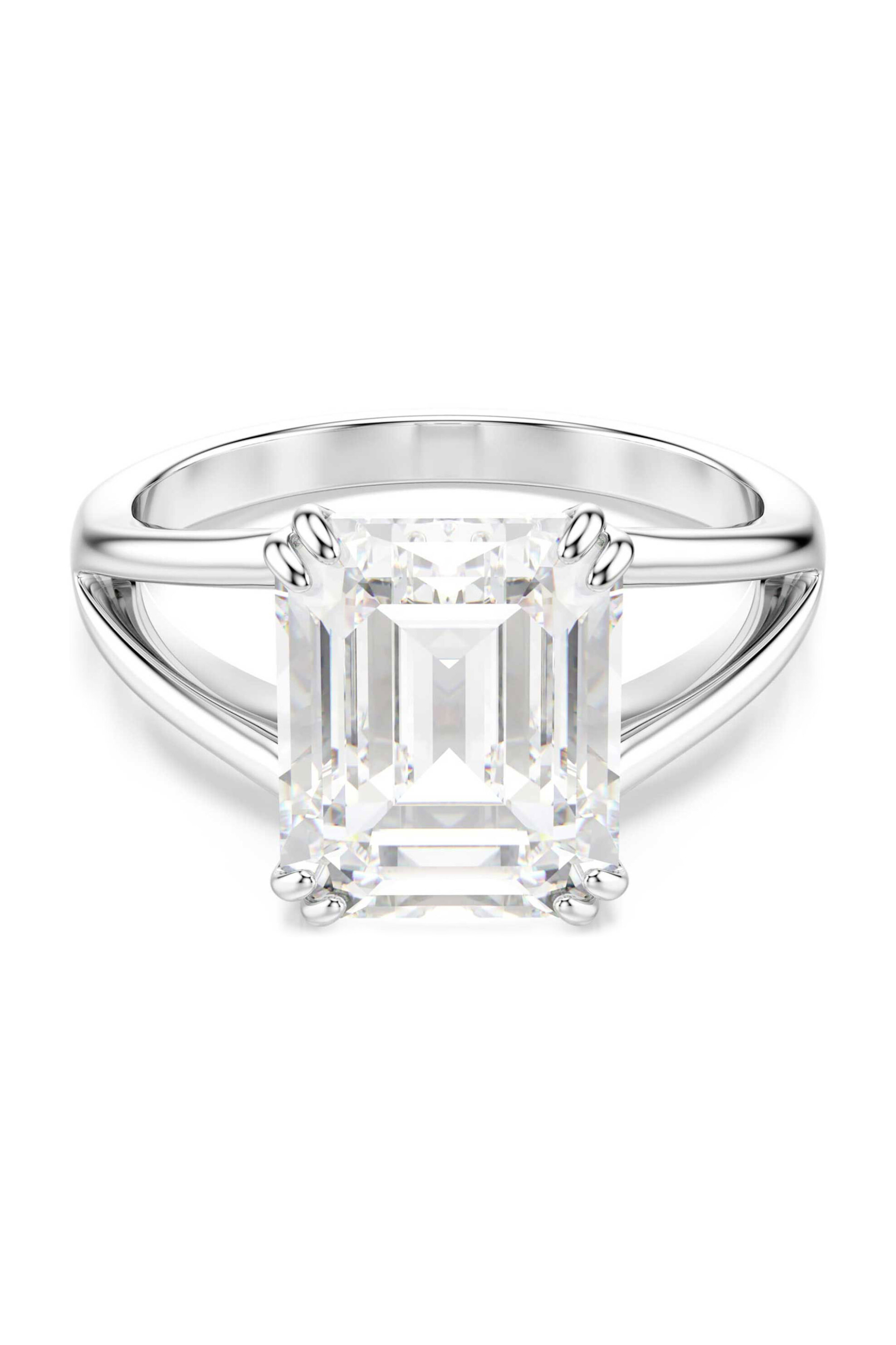 Swarovski γυναικείο δαχτυλίδι οκταγωνική κοπή, λευκό, φινίρισμα σε ασημένιο τόνο 