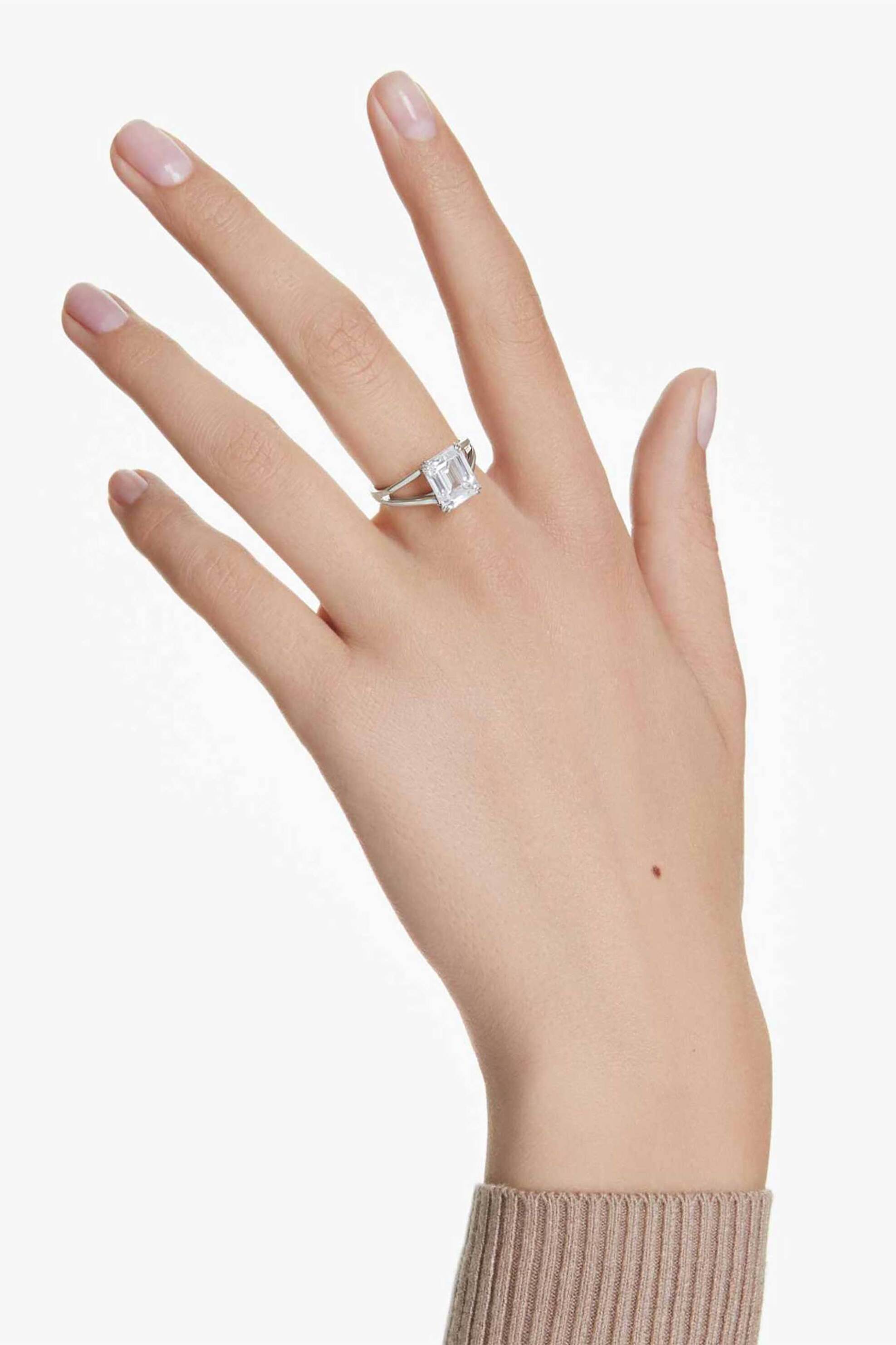 Swarovski Γυναικείο Δαχτυλίδι Οκταγωνική Κοπή Λευκό Φινίρισμα σε Ασημένιο Τόνο Stilla (52) - 5717878