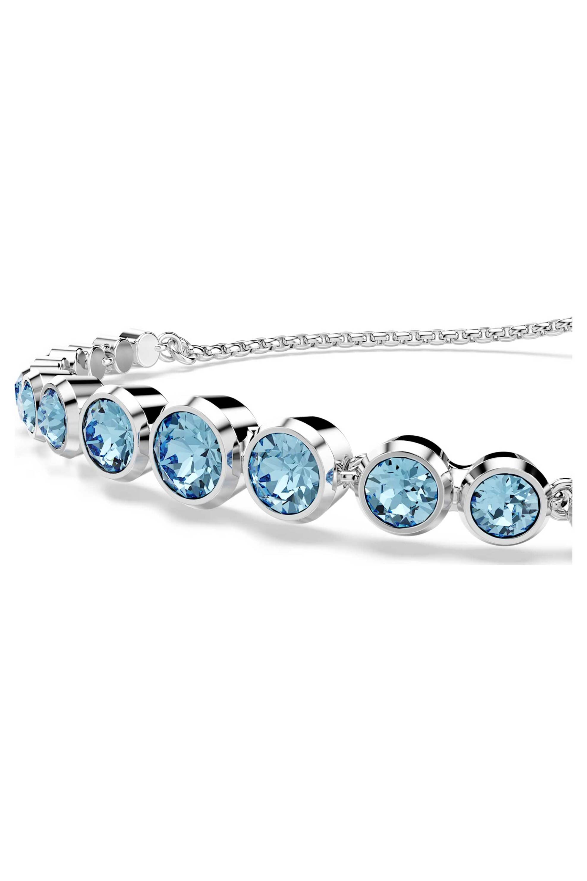 Swarovski Γυναικείο Βραχιόλι Μικτές Στρογγυλές Κοπές Μπλε Επιμετάλλωση Ροδίου Tennis Imber - 5719282