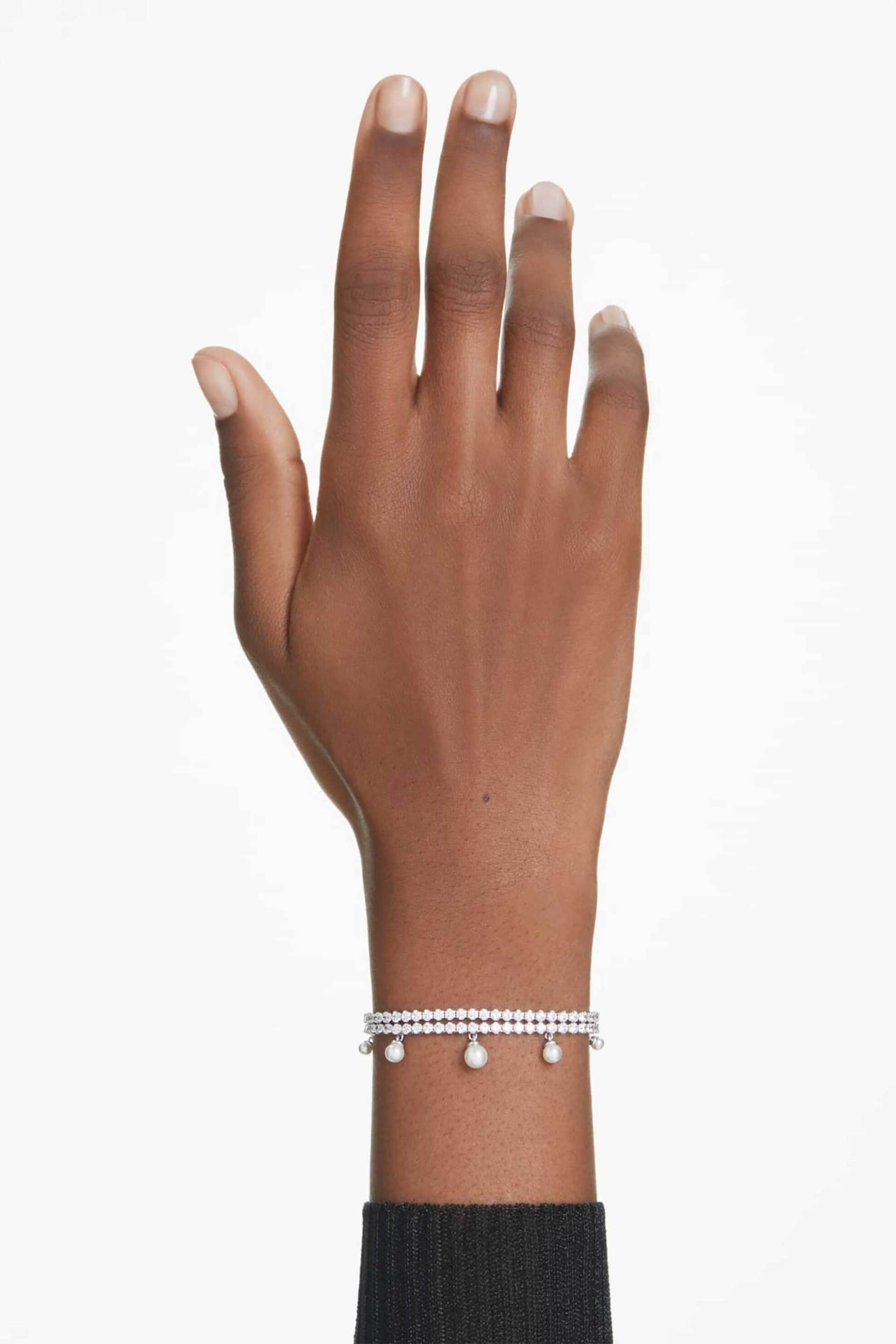 Swarovski Γυναικείο Βραχιόλι Crystal Pearl Στρογγυλή Κοπή Λευκό Επιμετάλλωση Ροδίου Ariana Grande X - 5720870