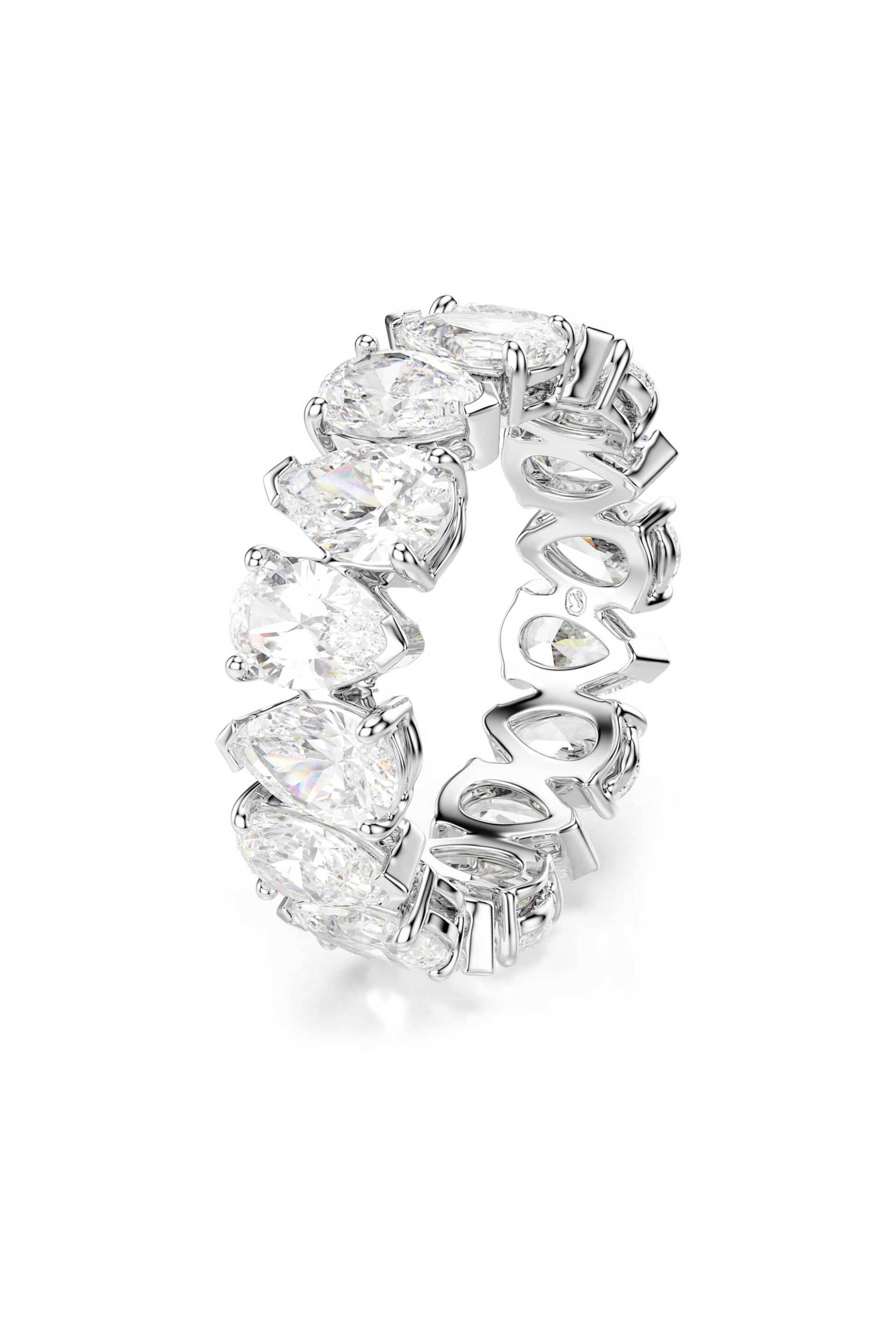 Swarovski γυναικείο δαχτυλίδι κοπή pear, λευκό, φινίρισμα σε ασημένιο τόνο "Matrix Vittore" (58) - 5689472