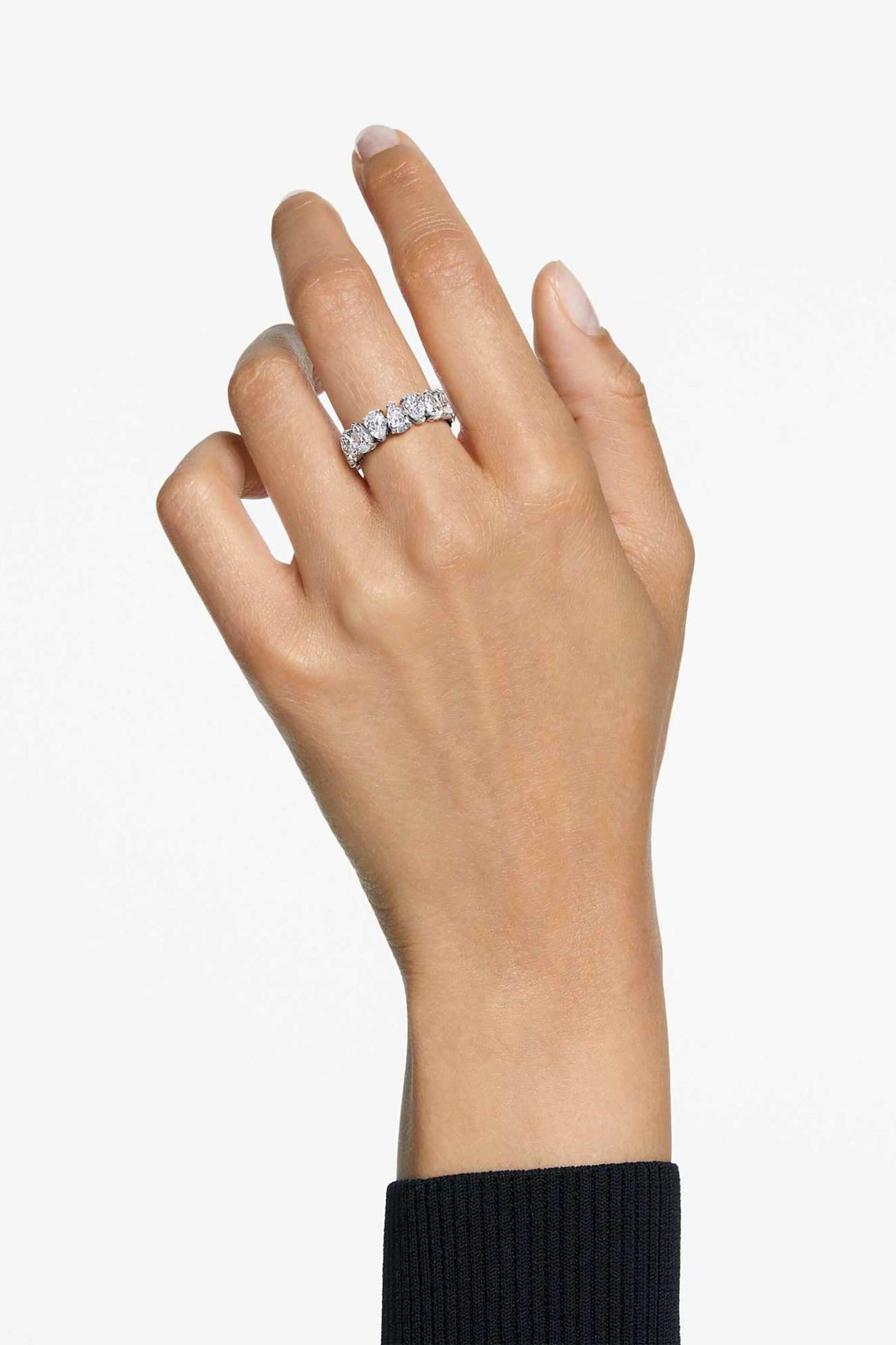 Swarovski Γυναικείο Δαχτυλίδι Κοπή Pear Λευκό Φινίρισμα σε Ασημένιο Τόνο Matrix Vittore (58) - 5689472