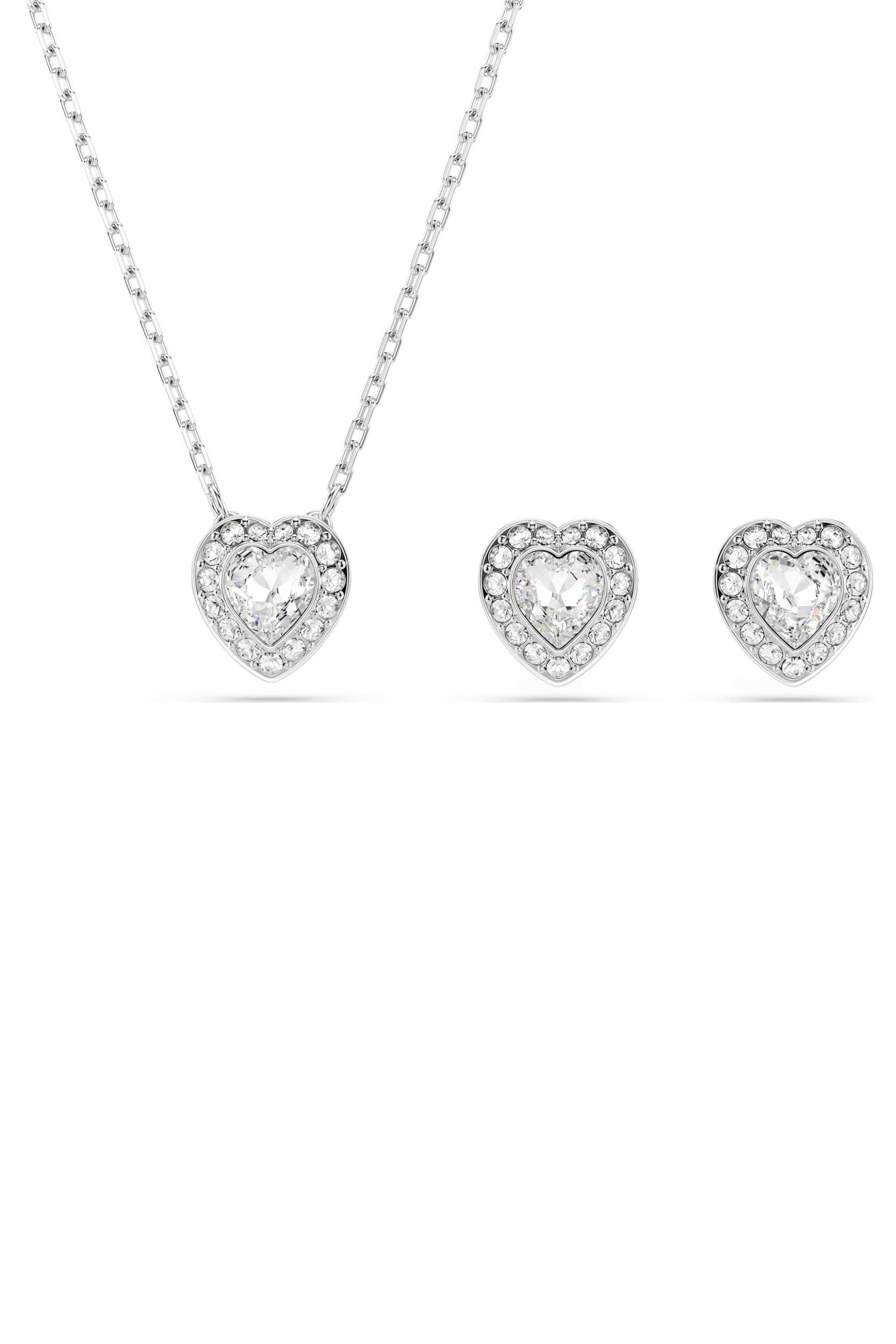 Swarovski γυναικείο σετ μίξη κοπών, καρδιά, λευκό, επιμετάλλωση ροδίου "Ariana Grande x Swarovski" - 5720849