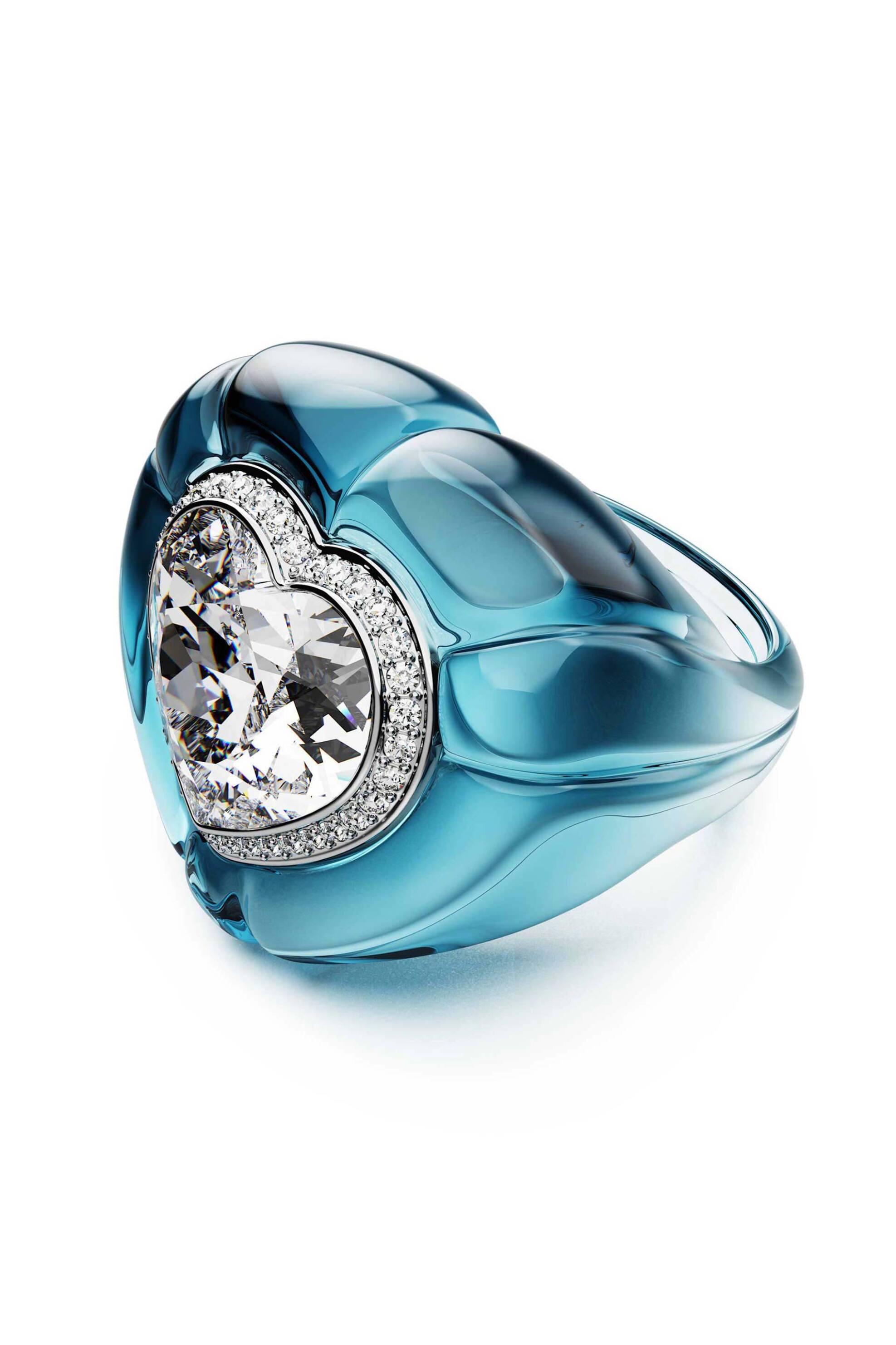 SWAROVSKI Swarovski γυναικείο δαχτυλίδι κοκτέιλ κοπή heart, pavé, καρδιά, μπλε "Dulcis" (58) - 5709967 - 2