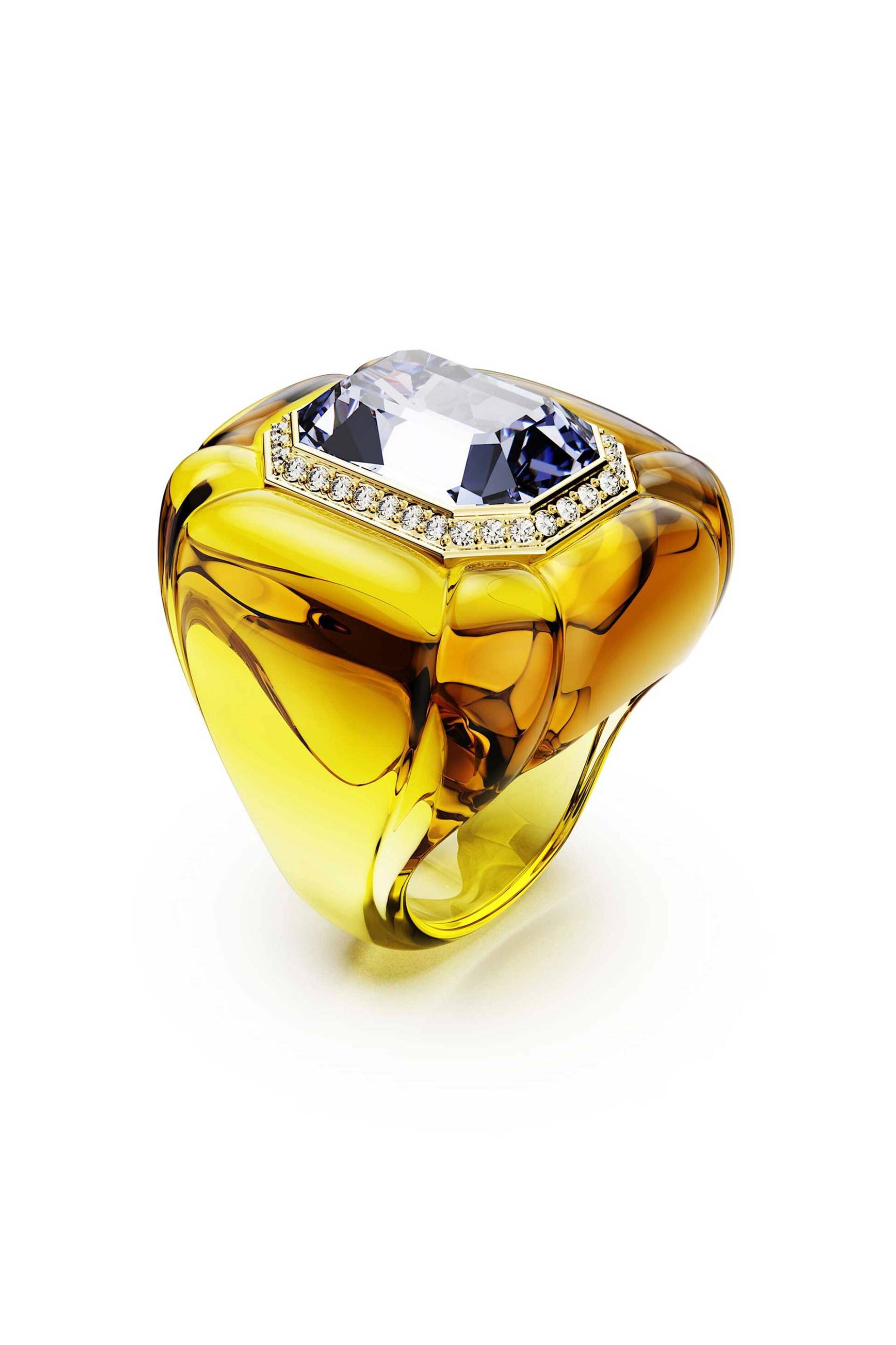 Swarovski γυναικείο δαχτυλίδι κοκτέιλ κοπή cushion, pavé, κίτρινο "Dulcis" (55) - 5709975