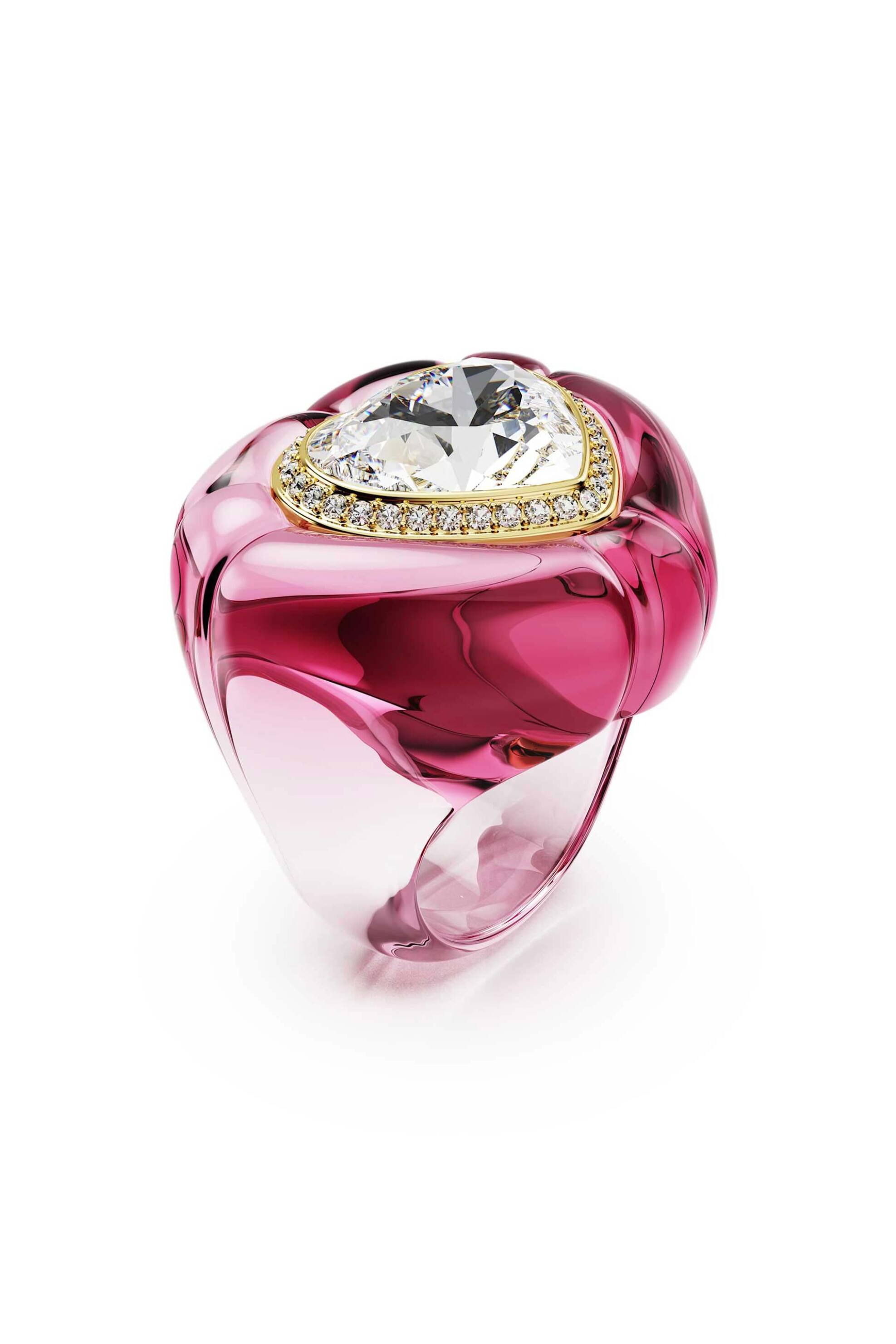 Swarovski γυναικείο δαχτυλίδι κοκτέιλ κοπή heart, pavé, καρδιά, ροζ "Dulcis" (55) - 5709996