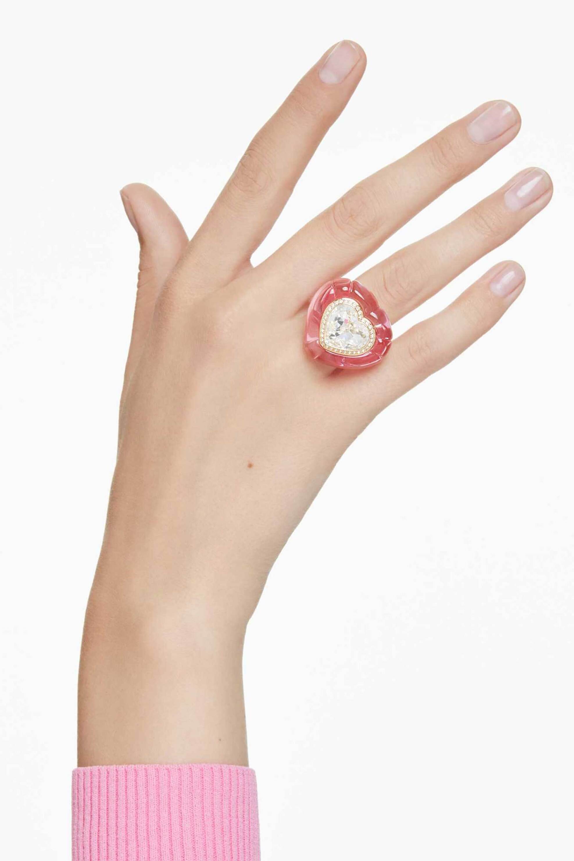 Swarovski Γυναικείο Δαχτυλίδι Κοκτέιλ Κοπή Heart Pavé Καρδιά Ροζ Dulcis (55) - 5709996