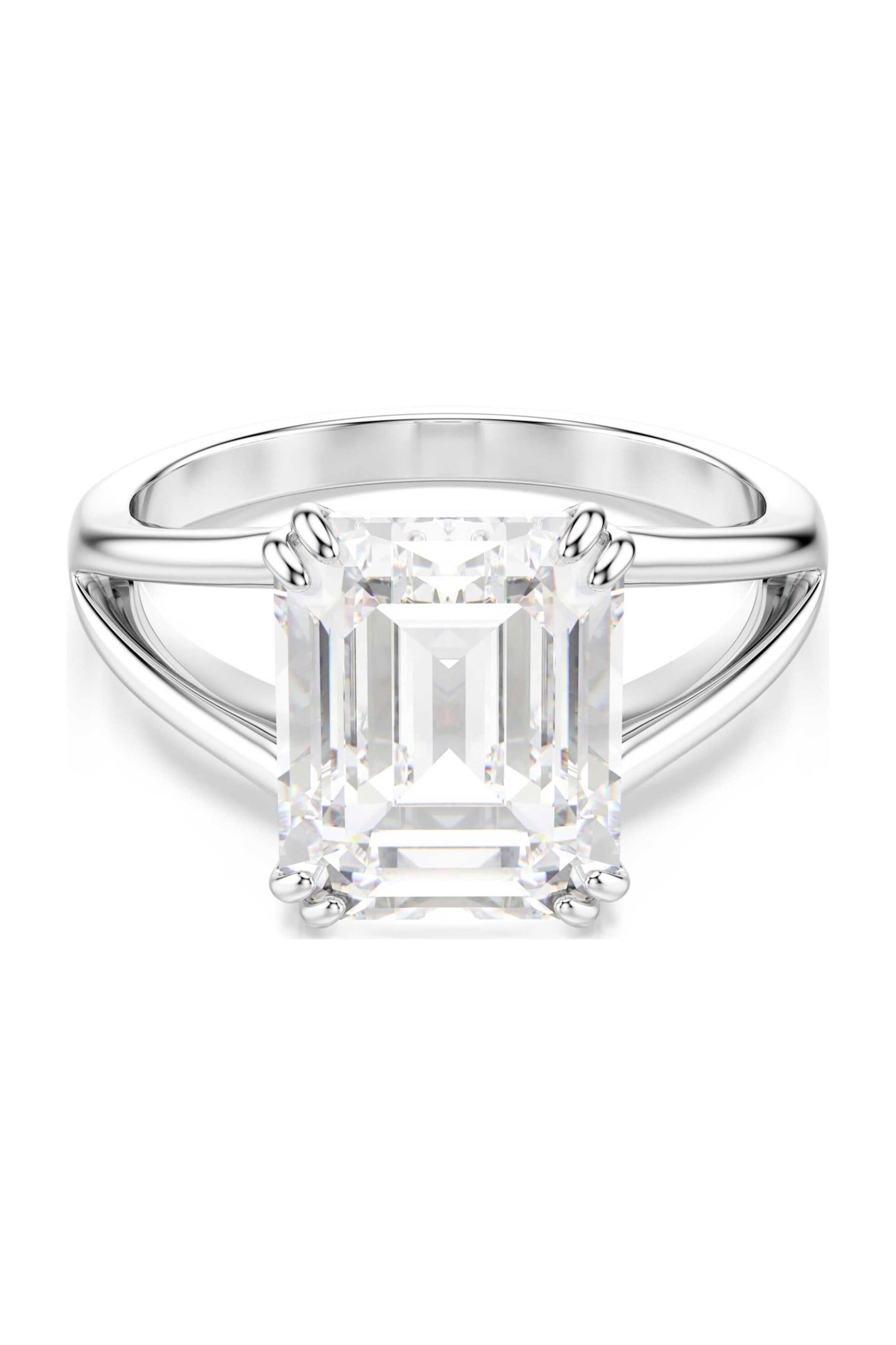  Swarovski γυναικείο δαχτυλίδι οκταγωνική κοπή, λευκό, φινίρισμα σε ασημένιο τόνο 