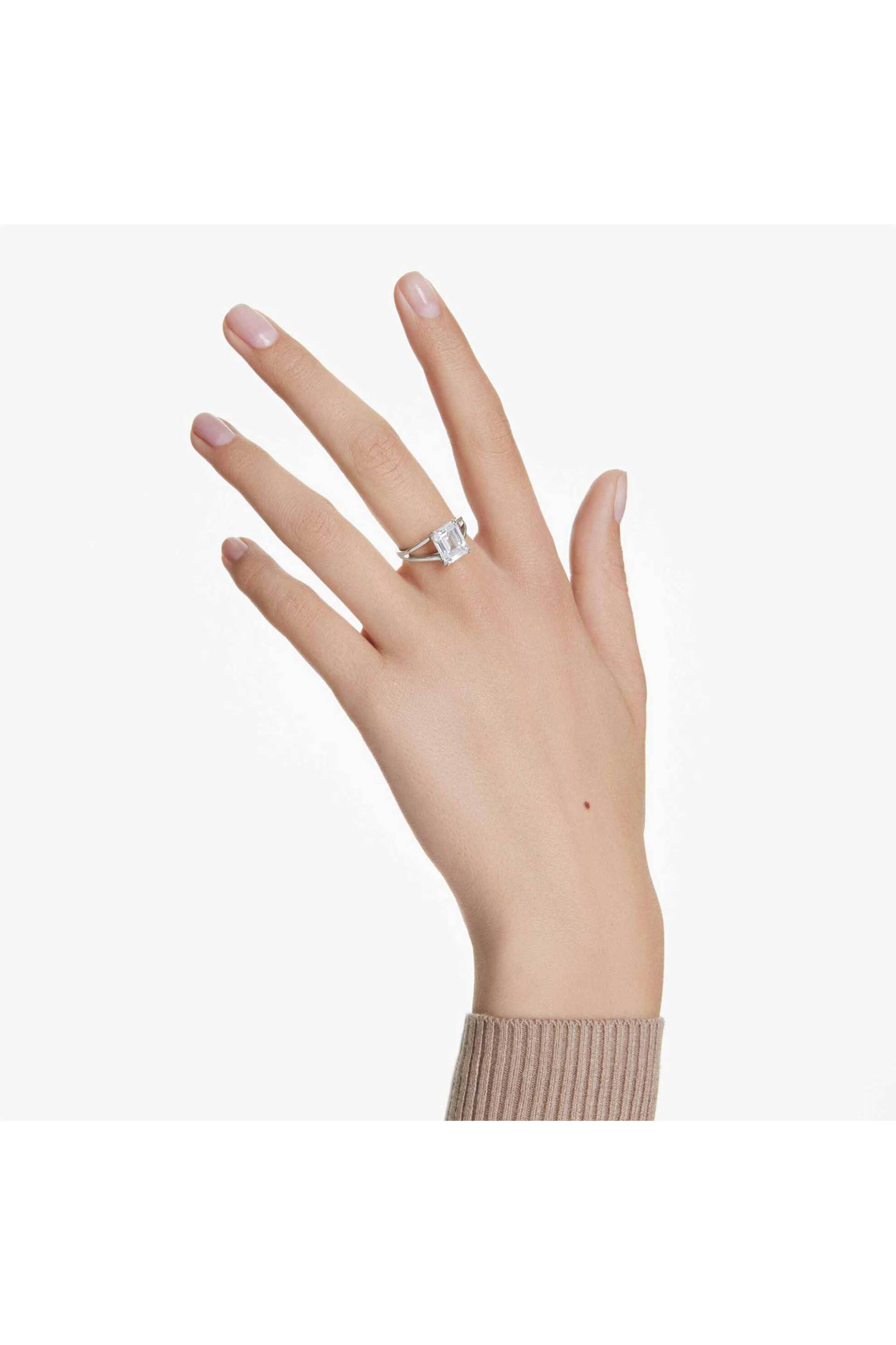 Swarovski γυναικείο δαχτυλίδι οκταγωνική κοπή, λευκό, φινίρισμα σε ασημένιο τόνο "Stilla" (55) - 5717880 φωτογραφία